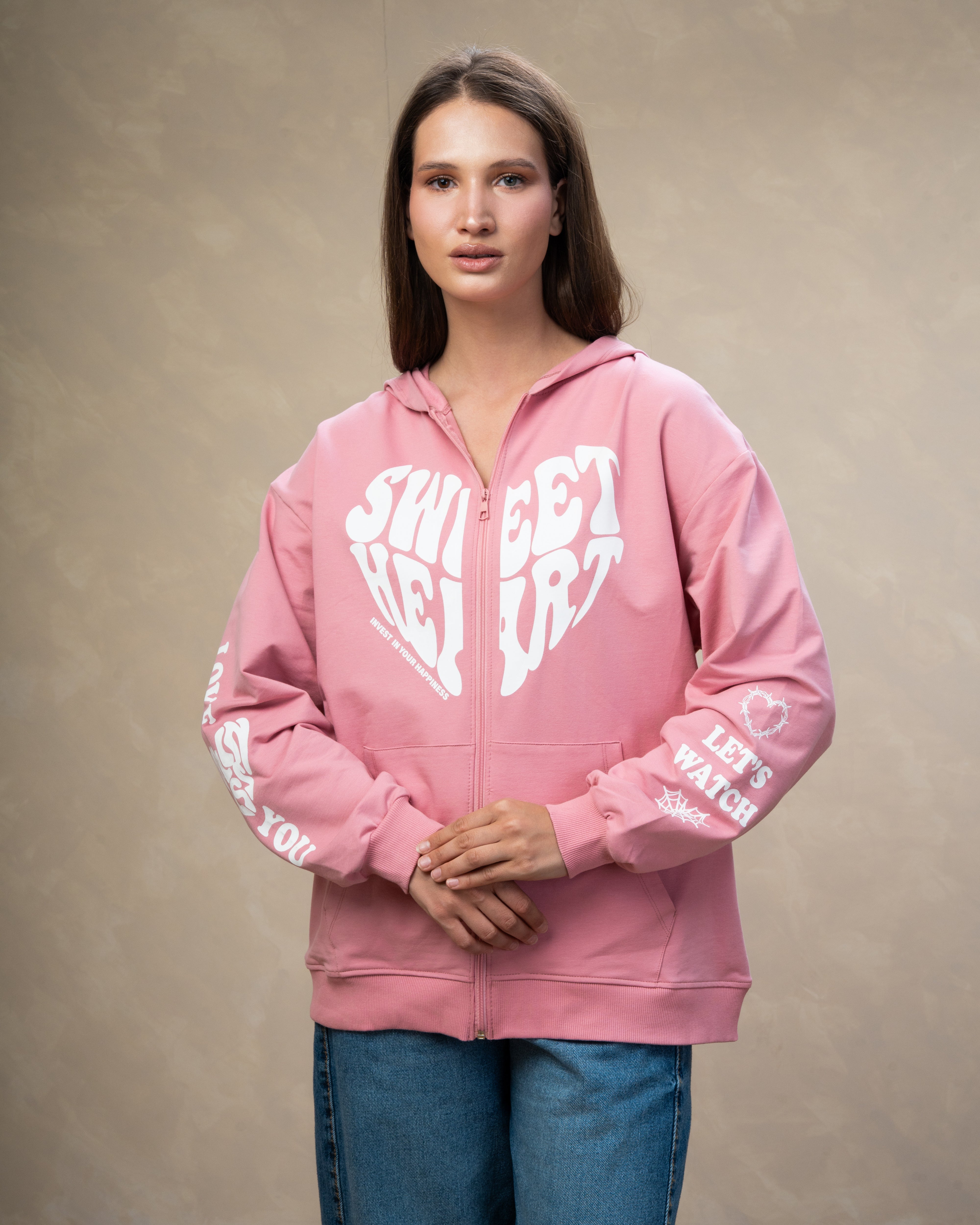 Heart Text Print Sweatshirt