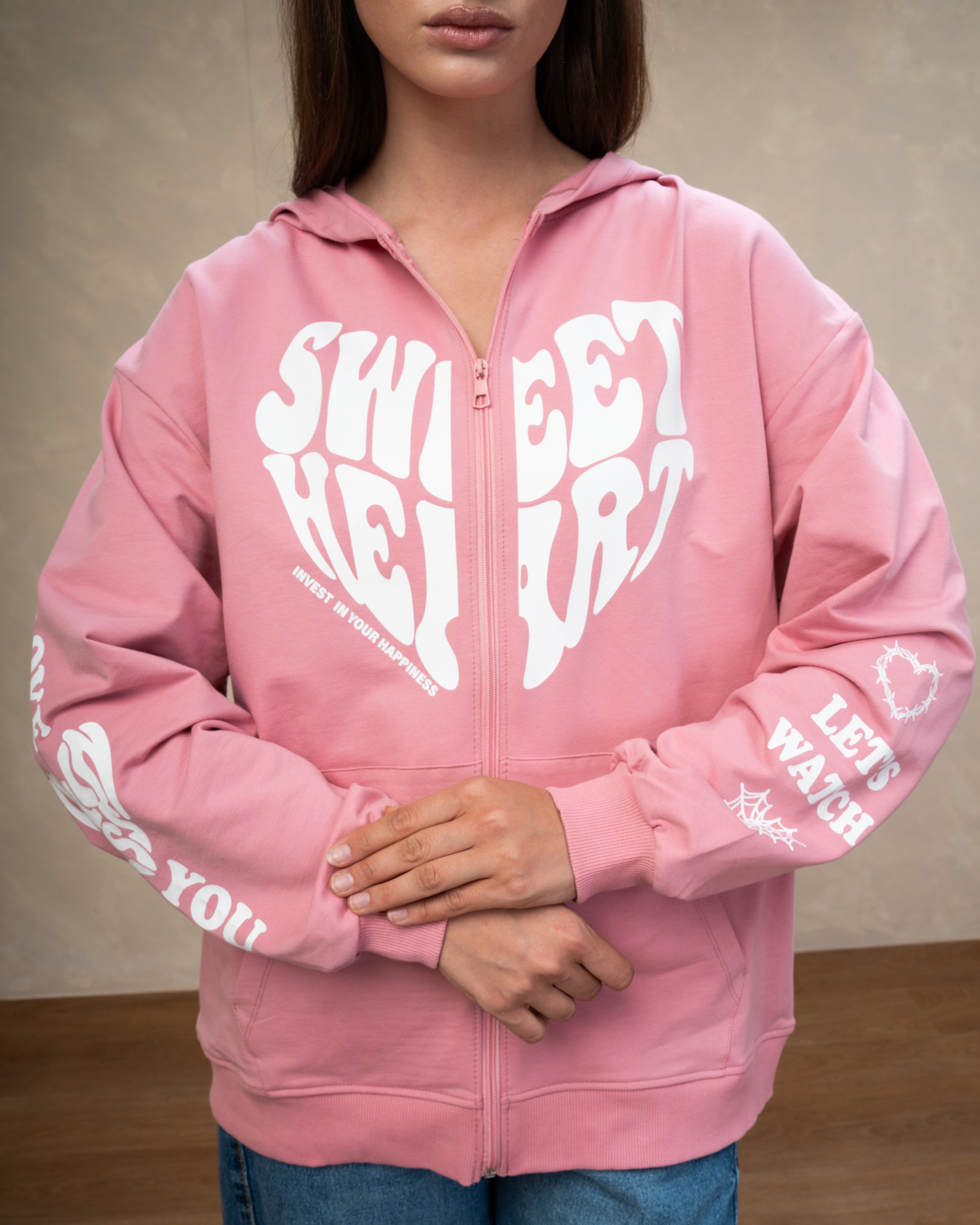 Heart Text Print Sweatshirt