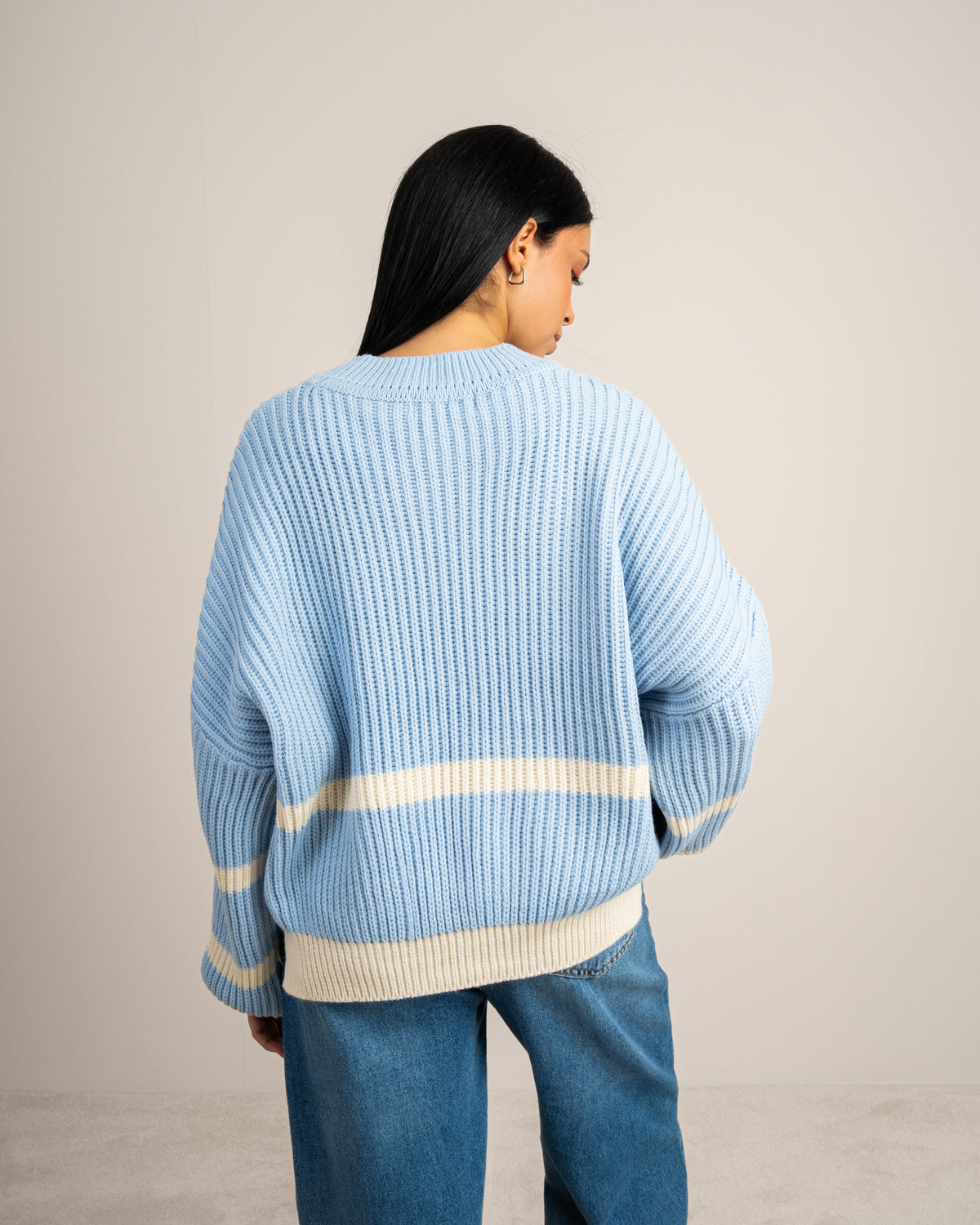 Knitwear Pullover With Contrast - Waist Stripe