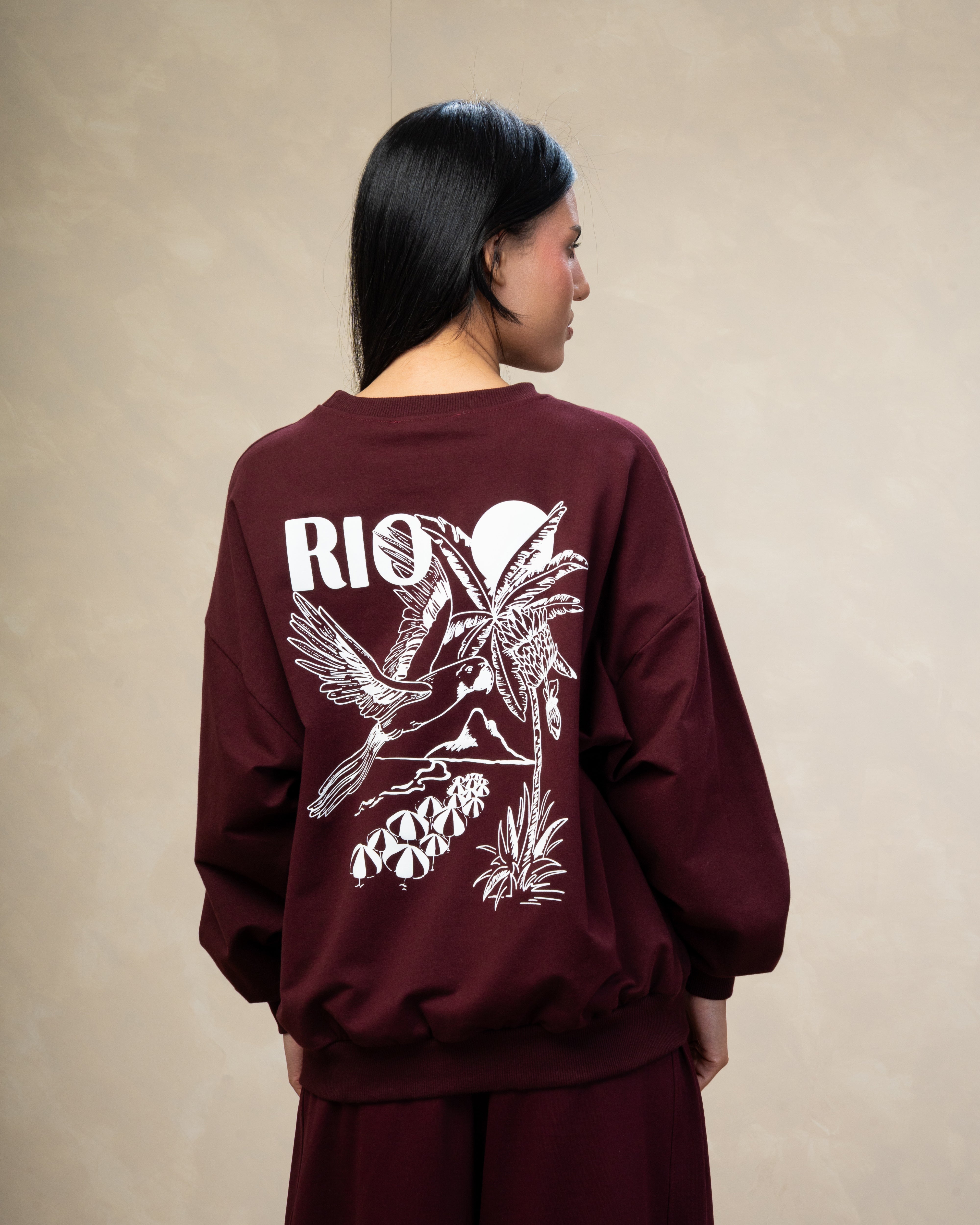 Floral Leaf Back Print Sweatshirt