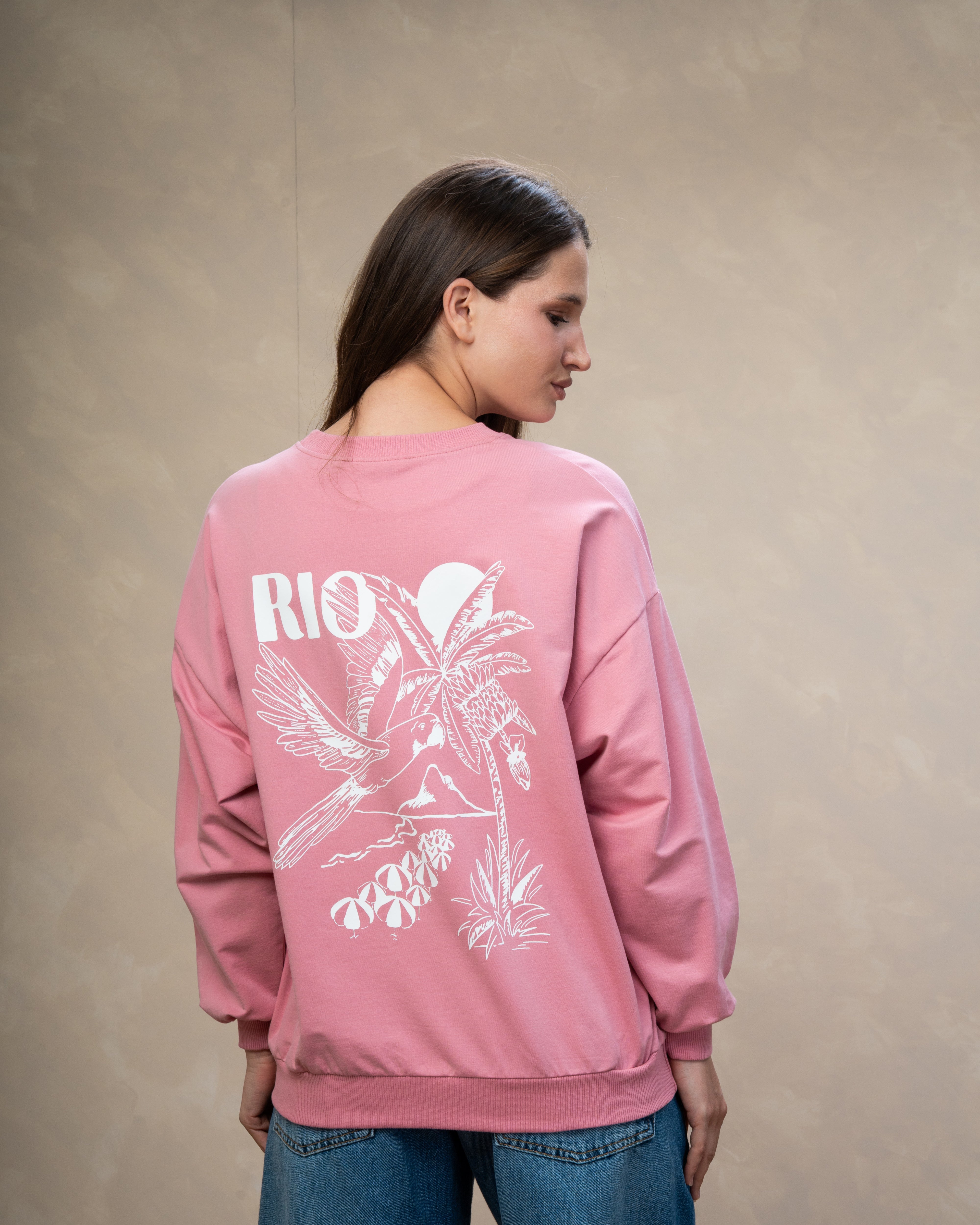 Floral Leaf Back Print Sweatshirt