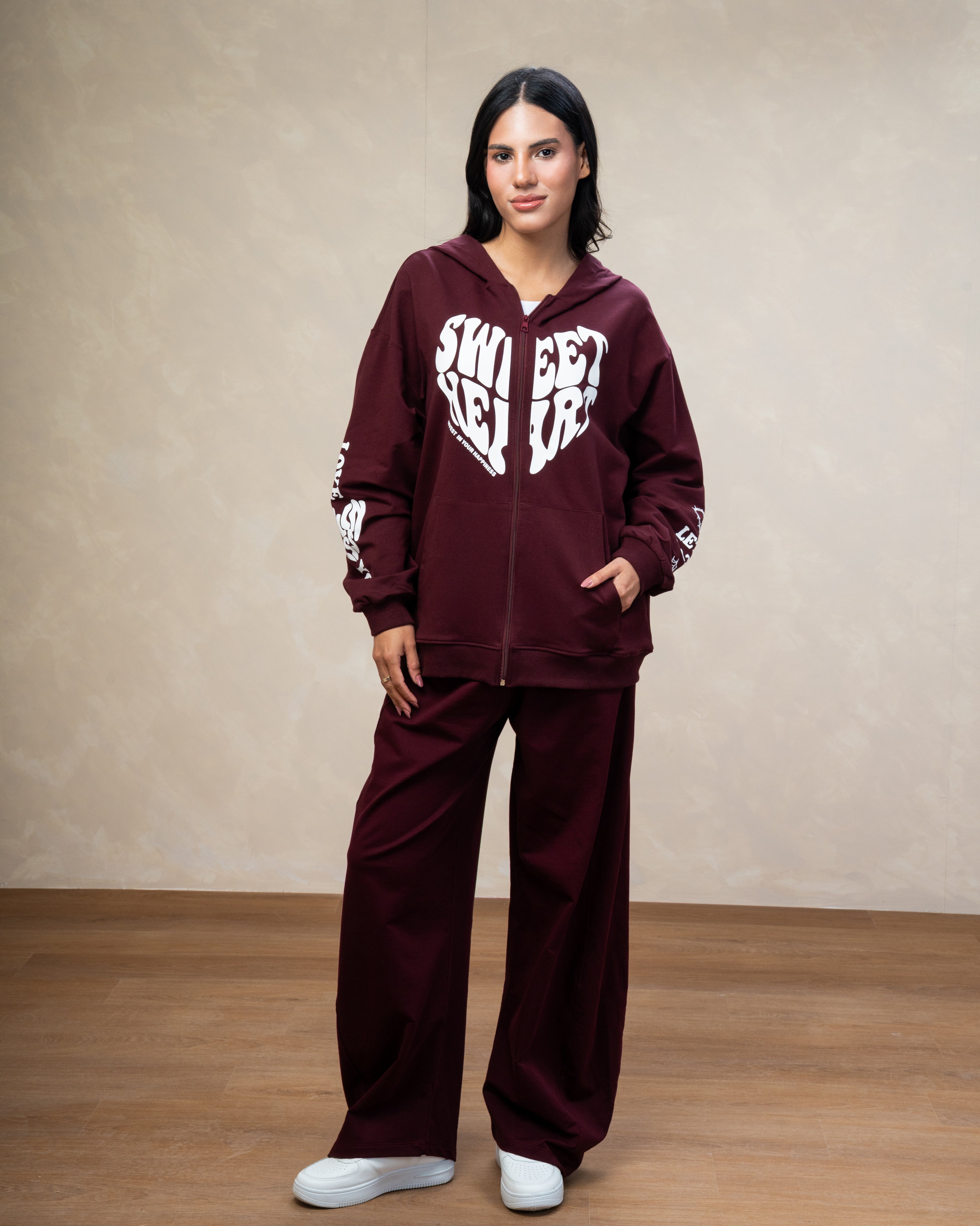 Heart Text Print Sweatshirt