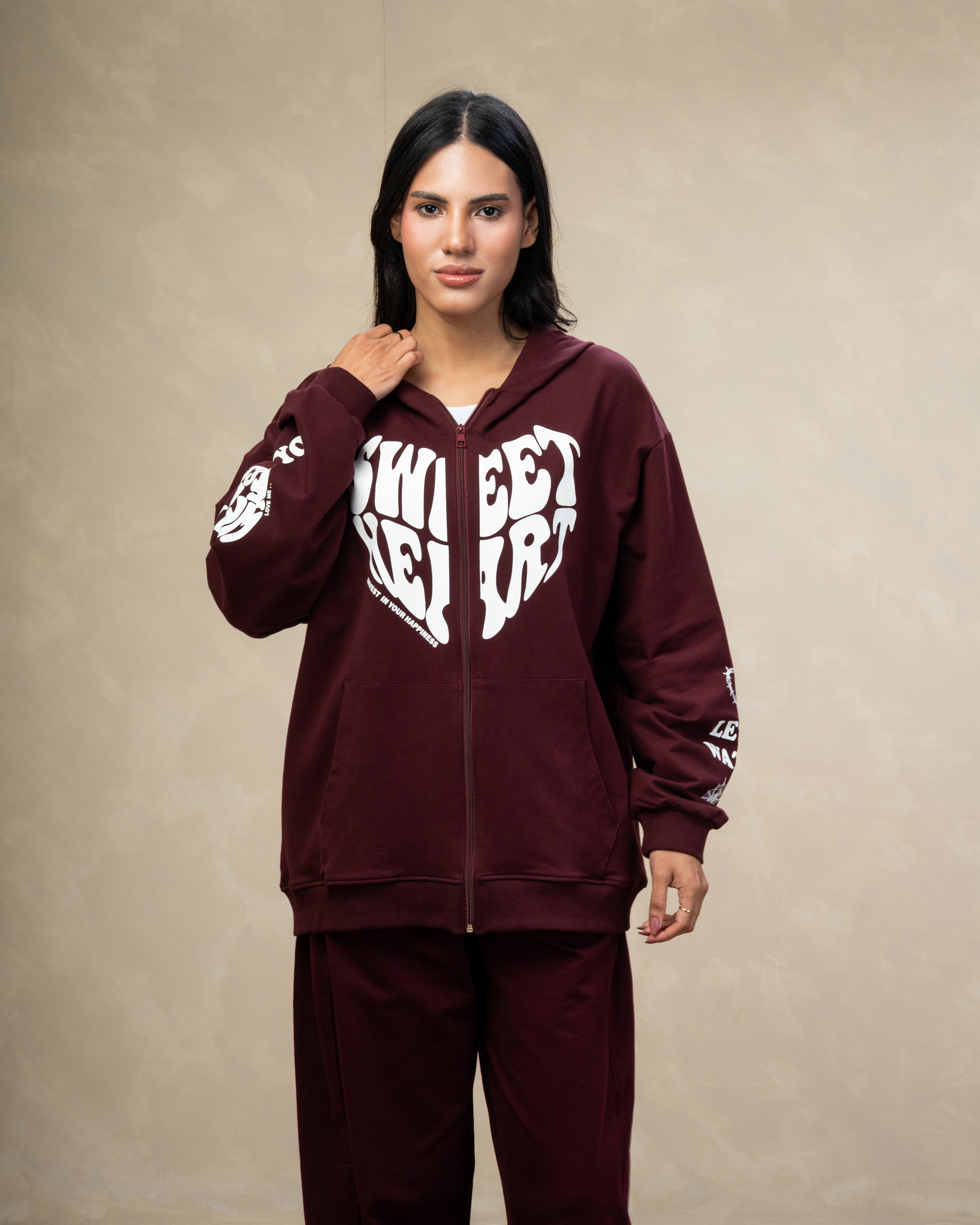 Heart Text Print Sweatshirt