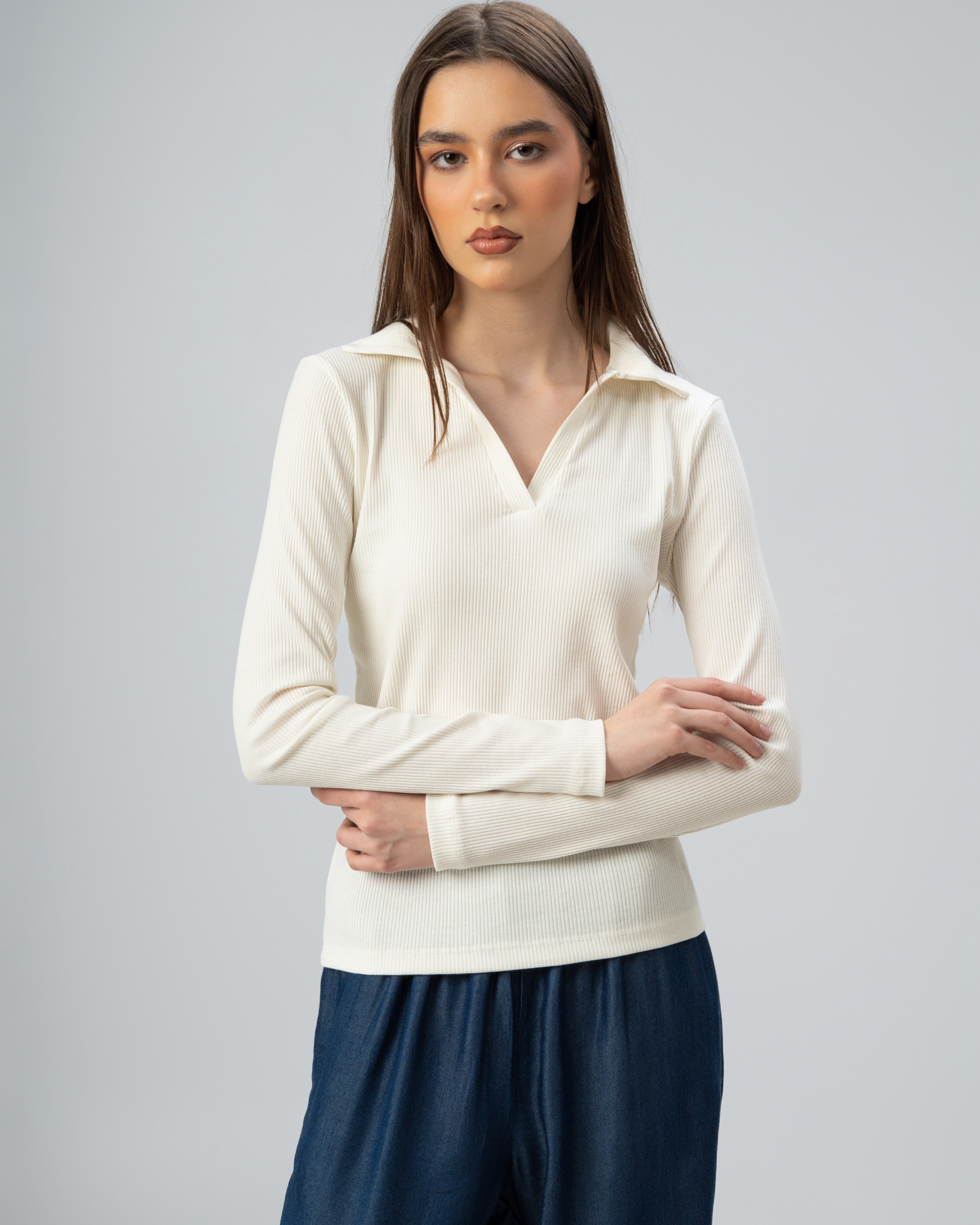 Basic Plain Crew Neck Top
