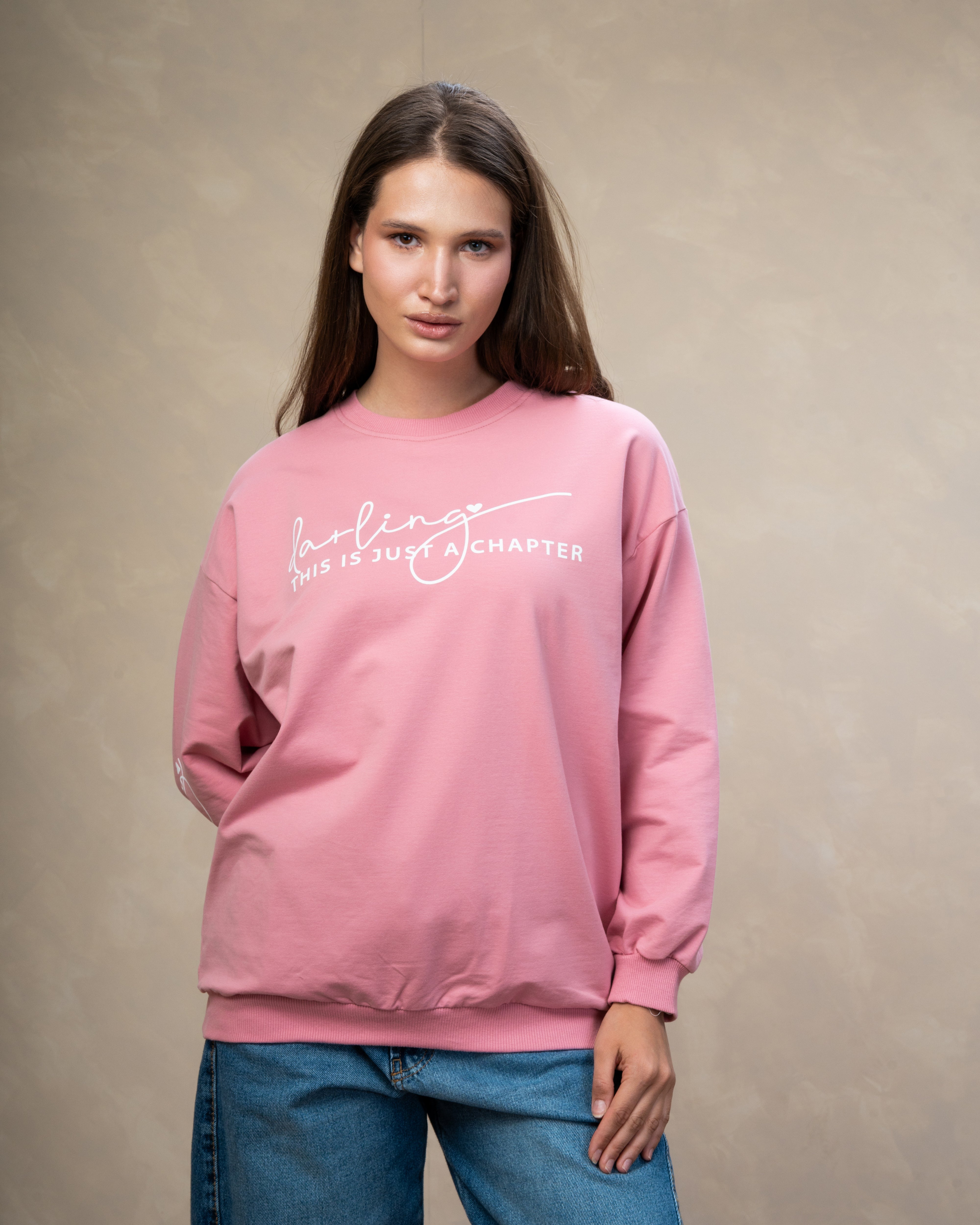 Text Print Sweatshirt - With Sleeve Detail