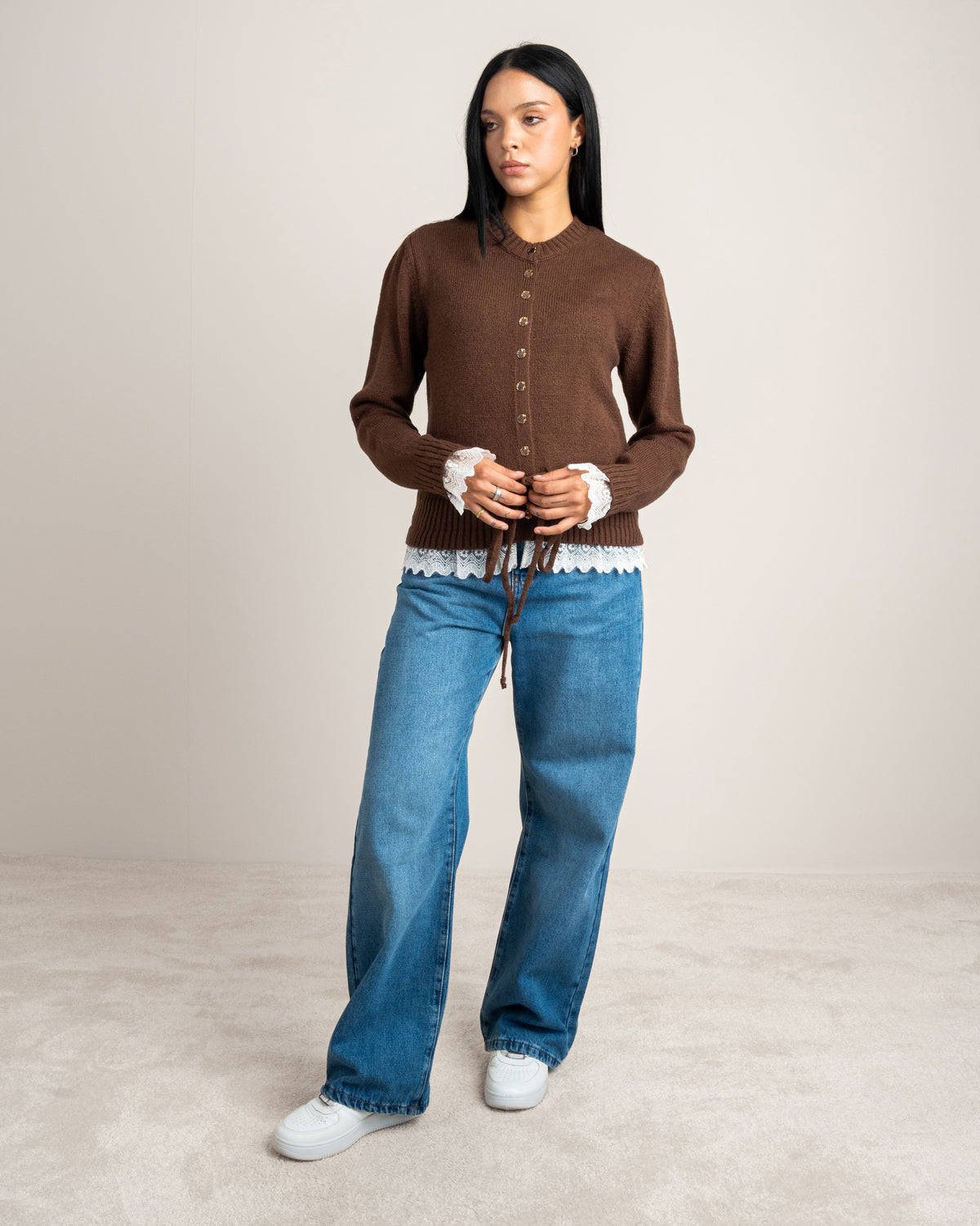 Knitwear Cardigan - With Lace Sleeves