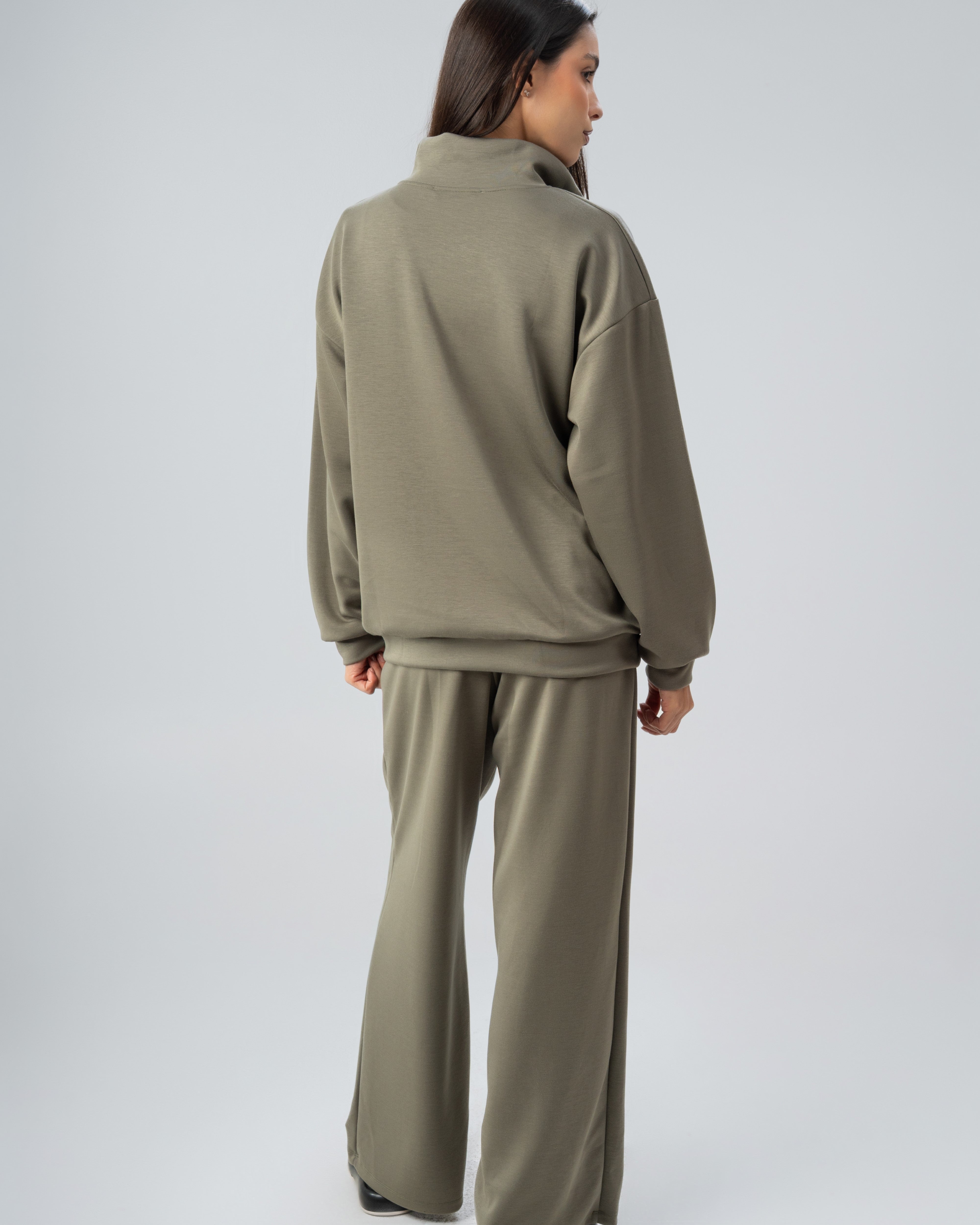 Plain Zip Neck Sweatshirt