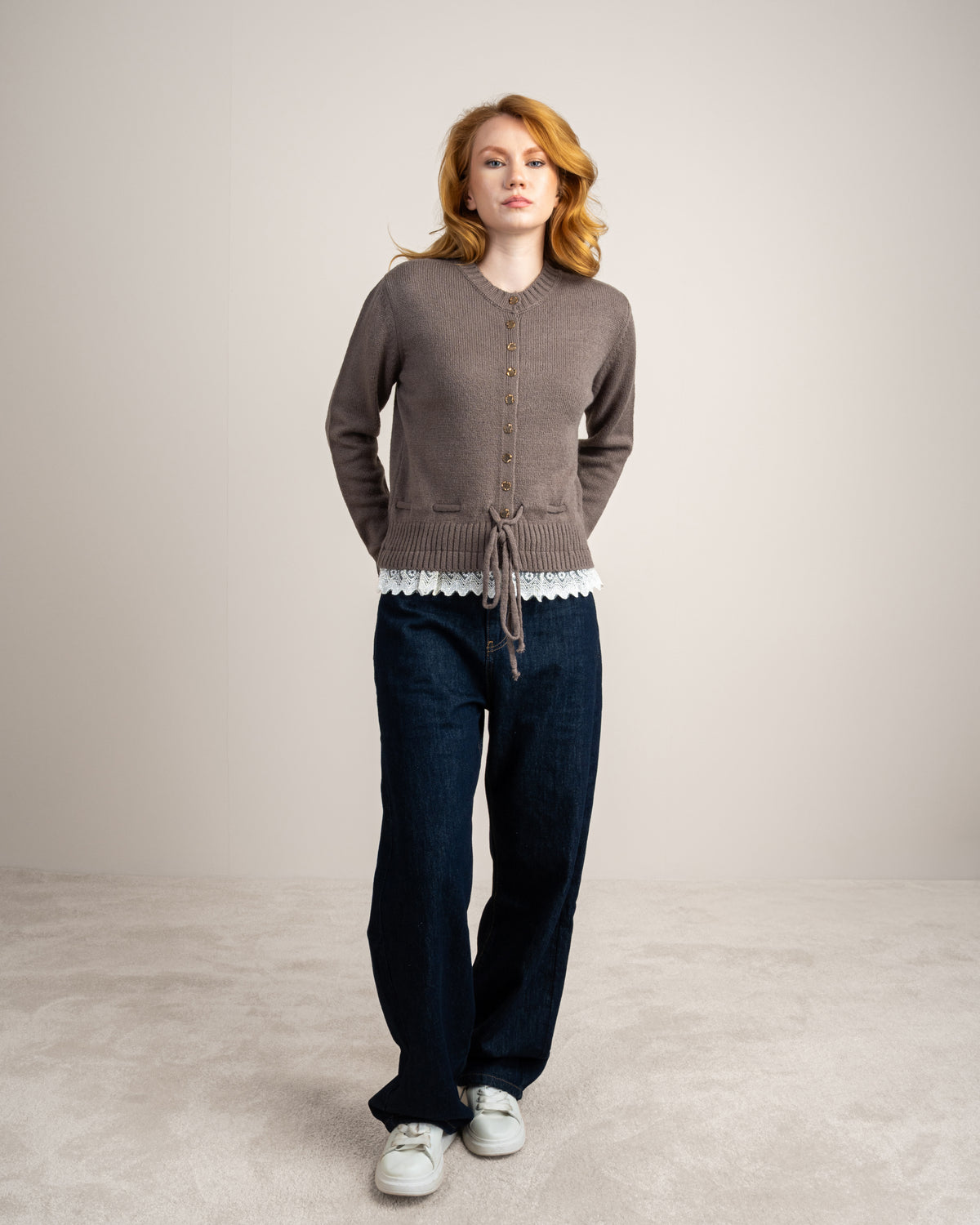 Knitwear Cardigan - With Lace Sleeves