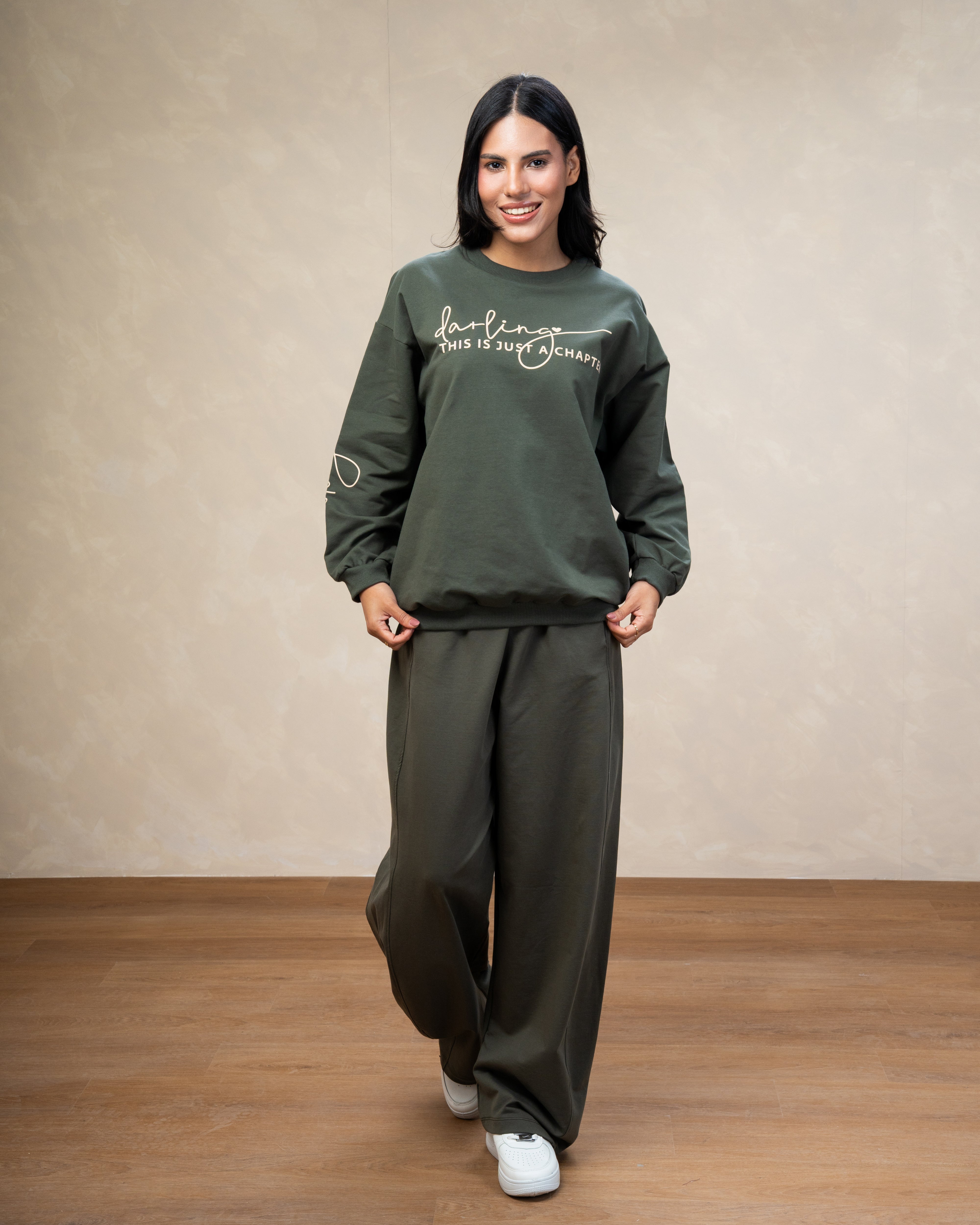 Text Print Sweatshirt - With Sleeve Detail