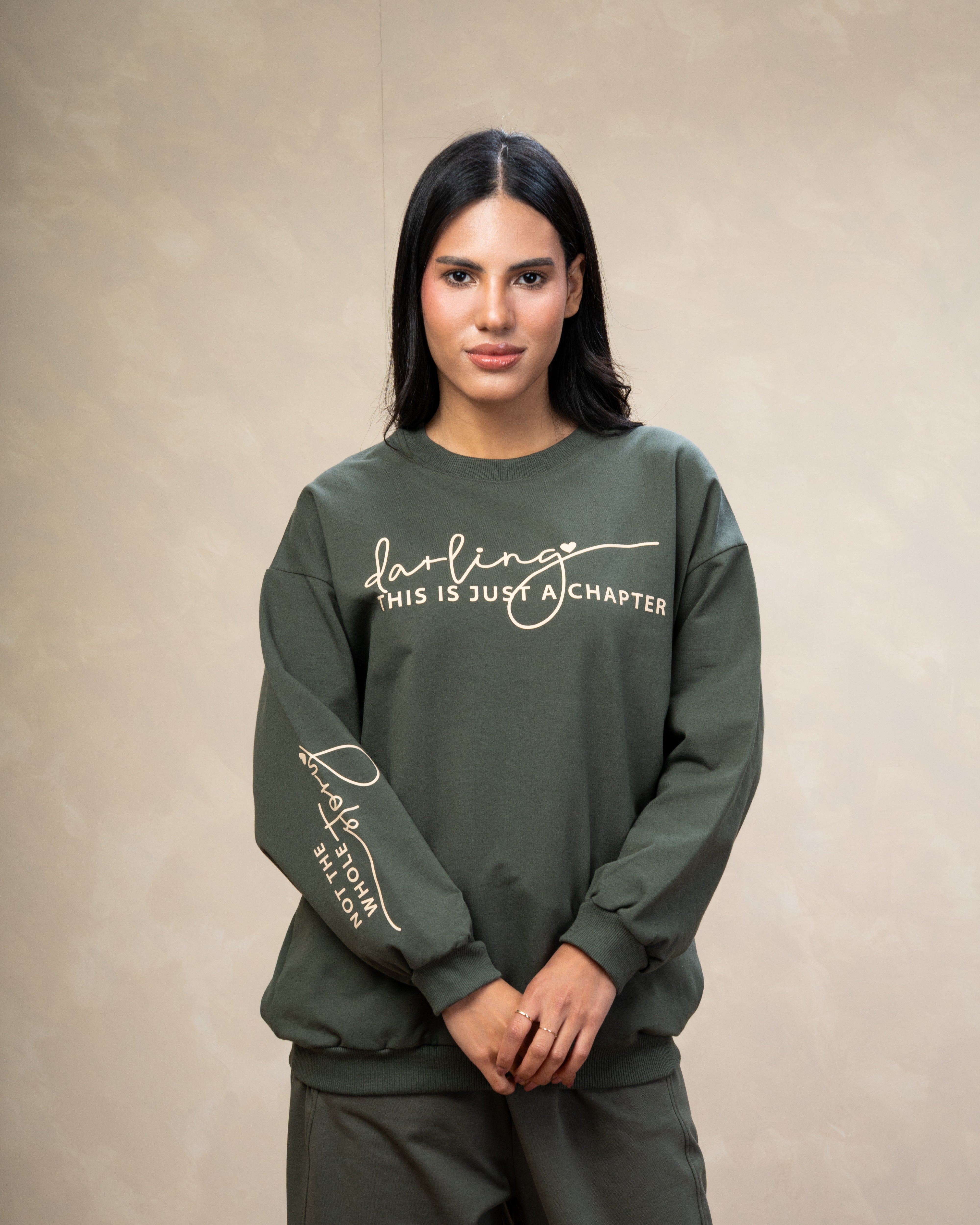 Text Print Sweatshirt - With Sleeve Detail