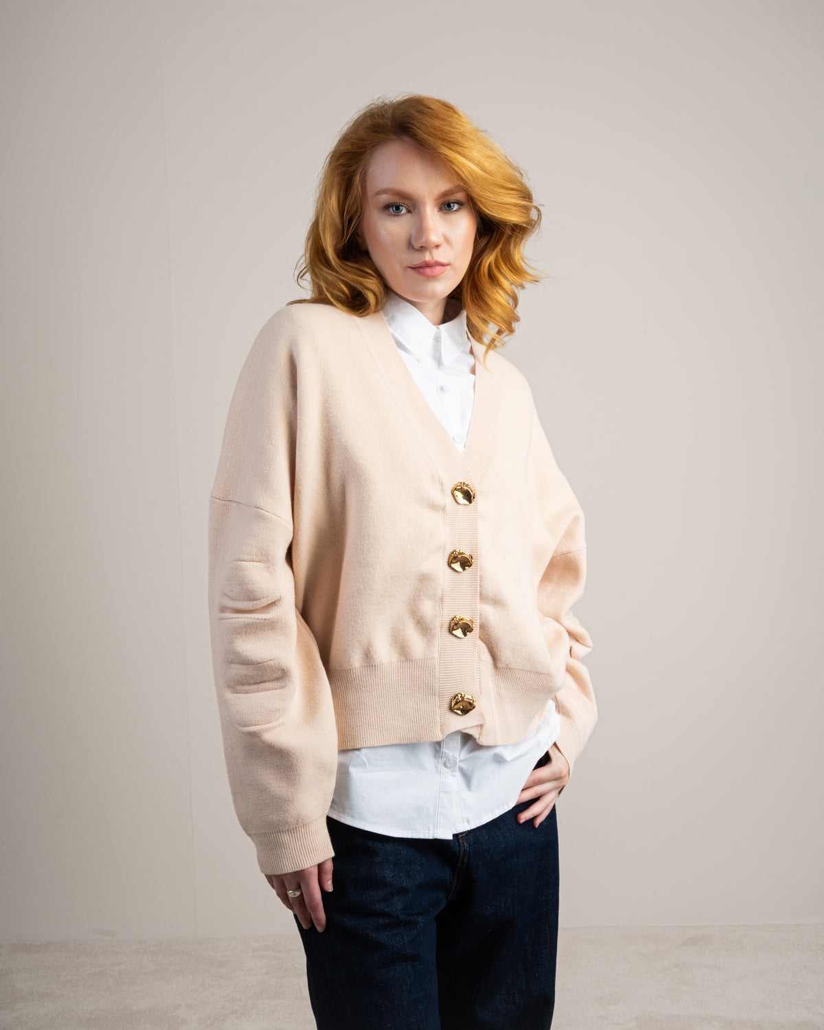 Cropped Cardigan - With Gold Buttons