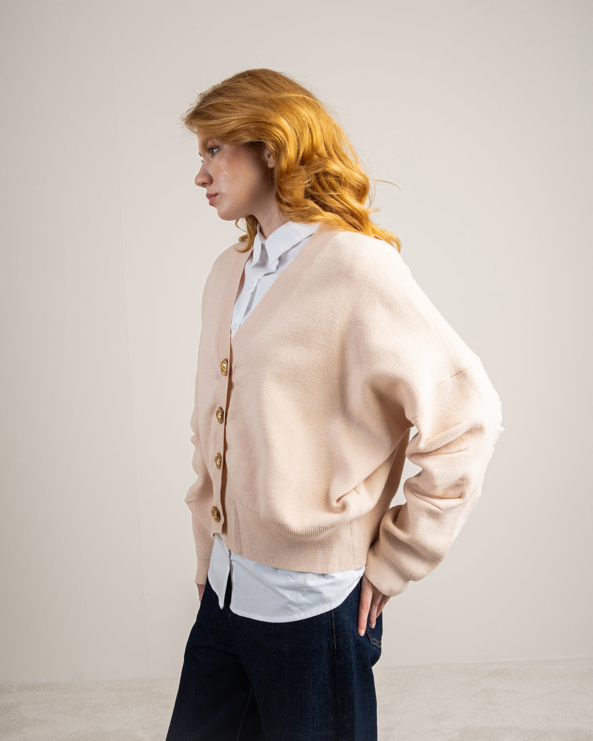 Cropped Cardigan - With Gold Buttons