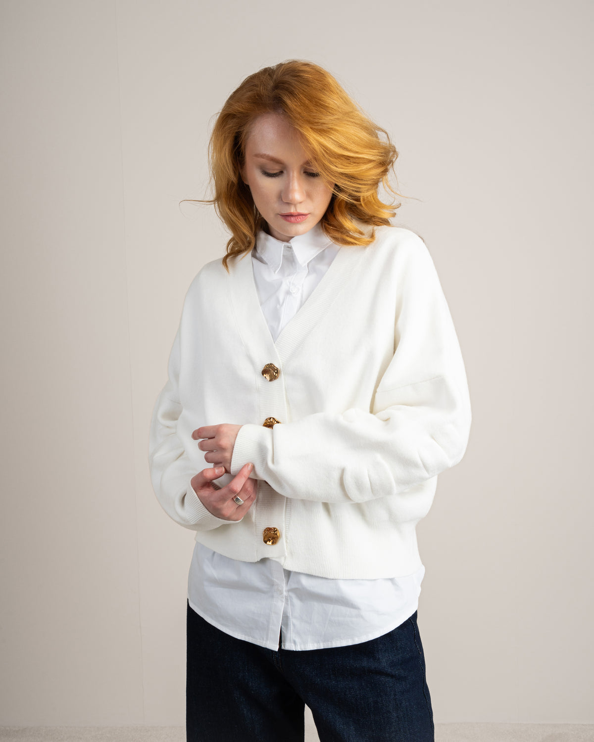 Cropped Cardigan - With Gold Buttons