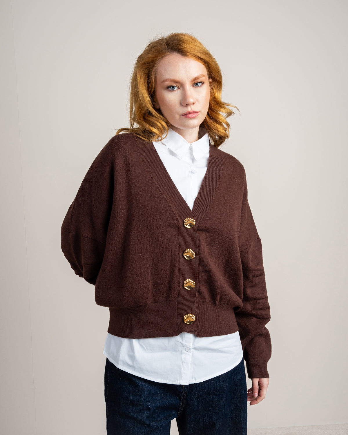 Cropped Cardigan - With Gold Buttons