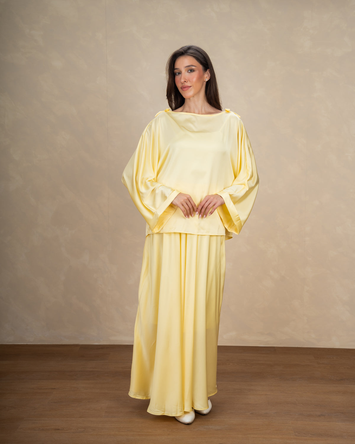 Satin Blouse With Bow Shoulders