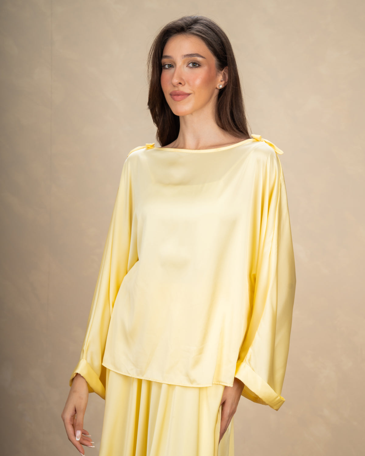 Satin Blouse With Bow Shoulders