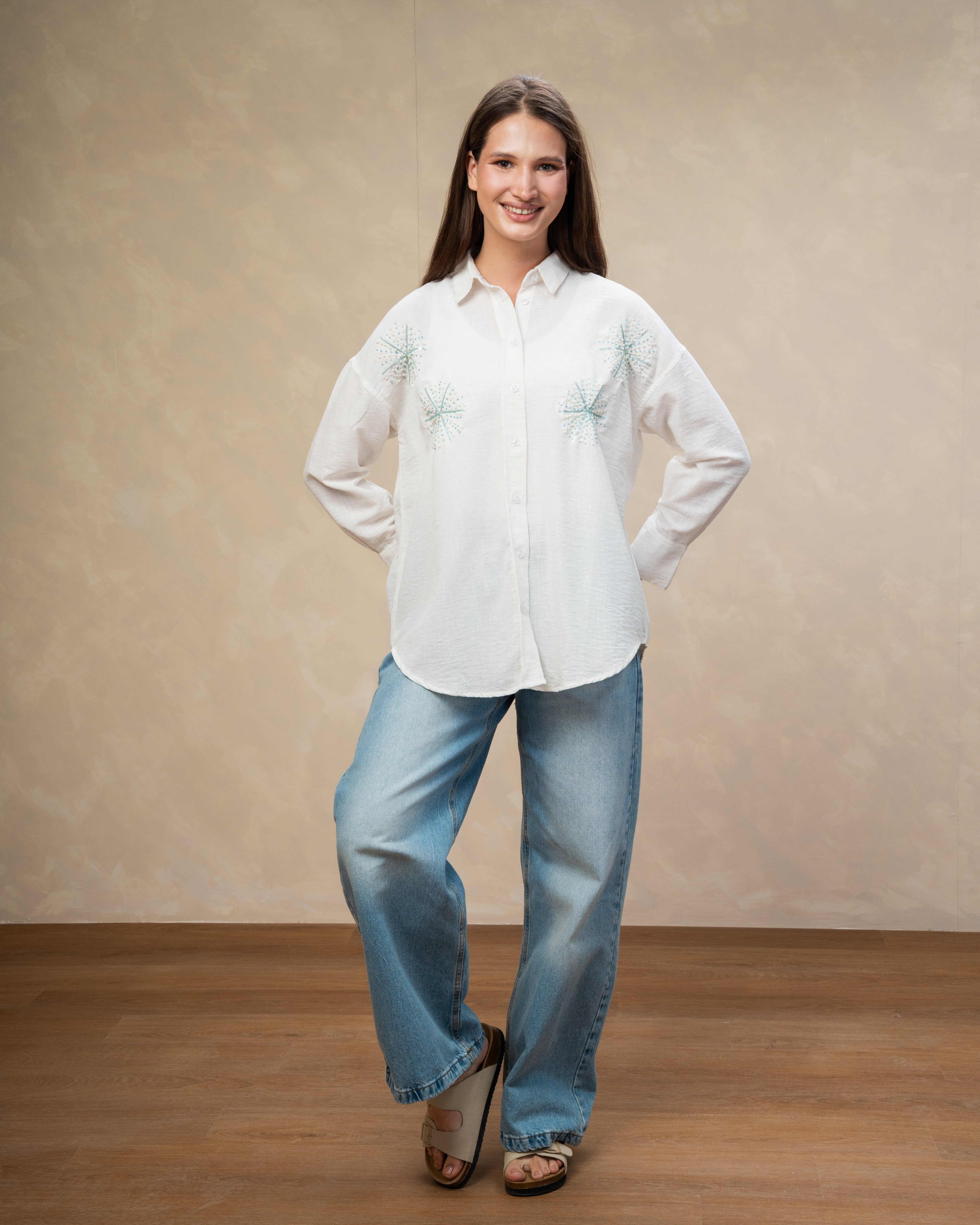 Star Dotted Embroidered Shirt