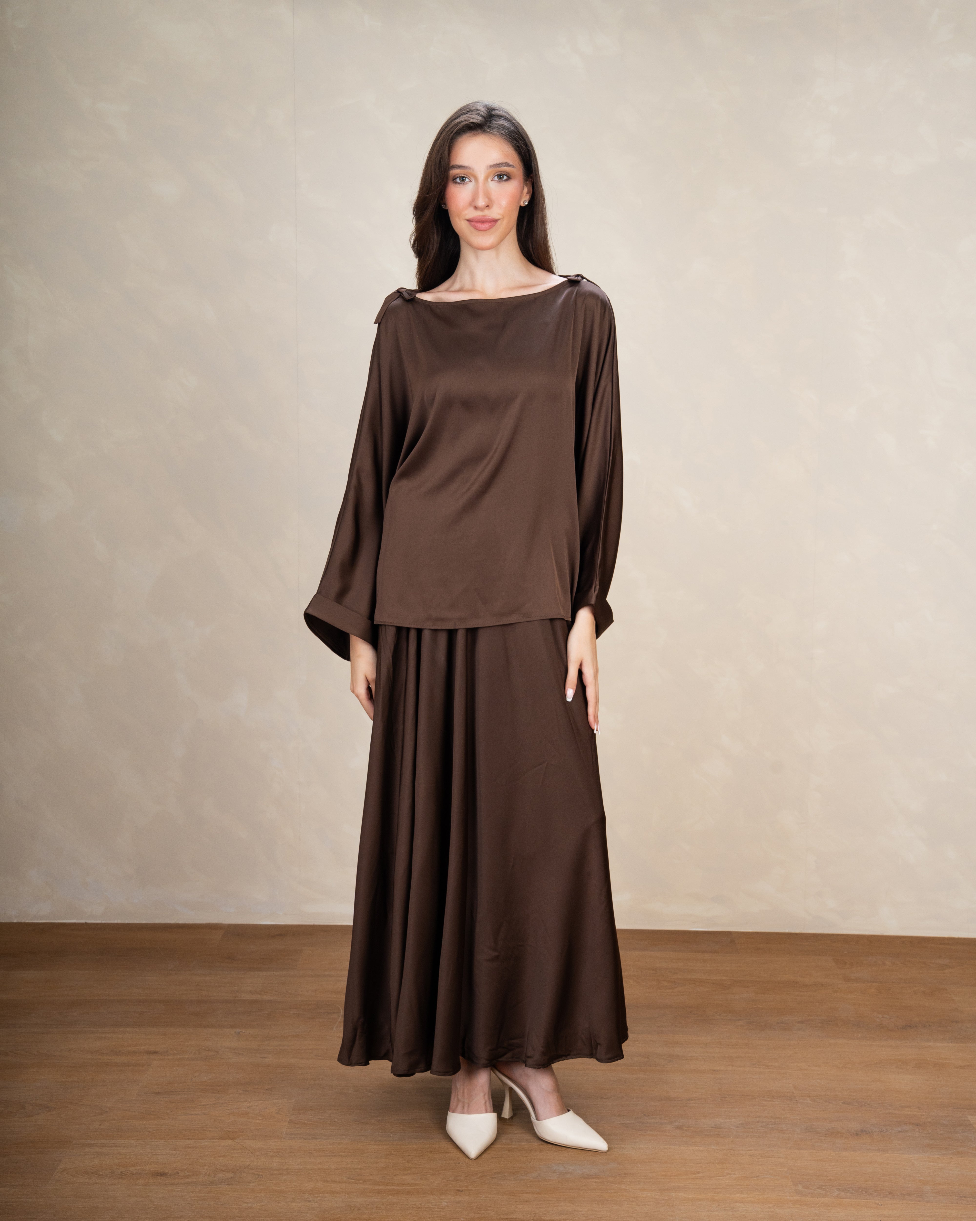 Satin Blouse With Bow Shoulders
