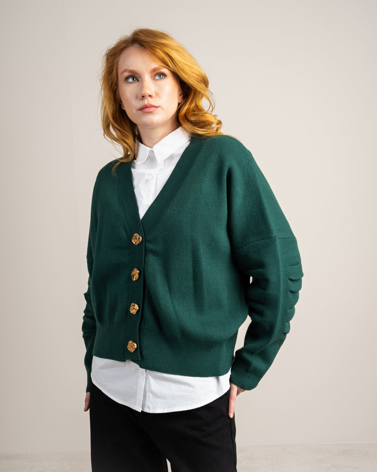 Cropped Cardigan - With Gold Buttons