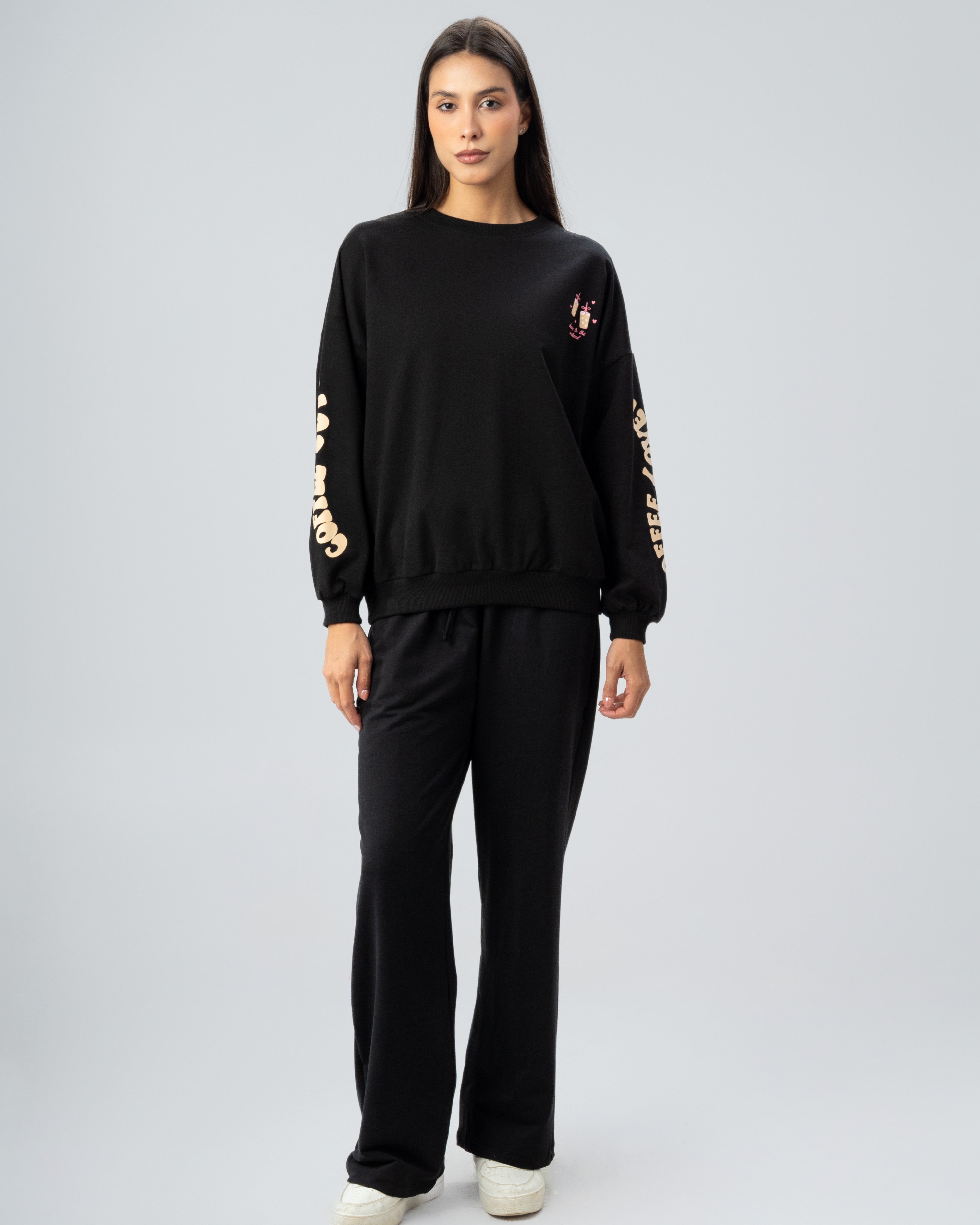 Sleeve And Back Print Sweatshirt