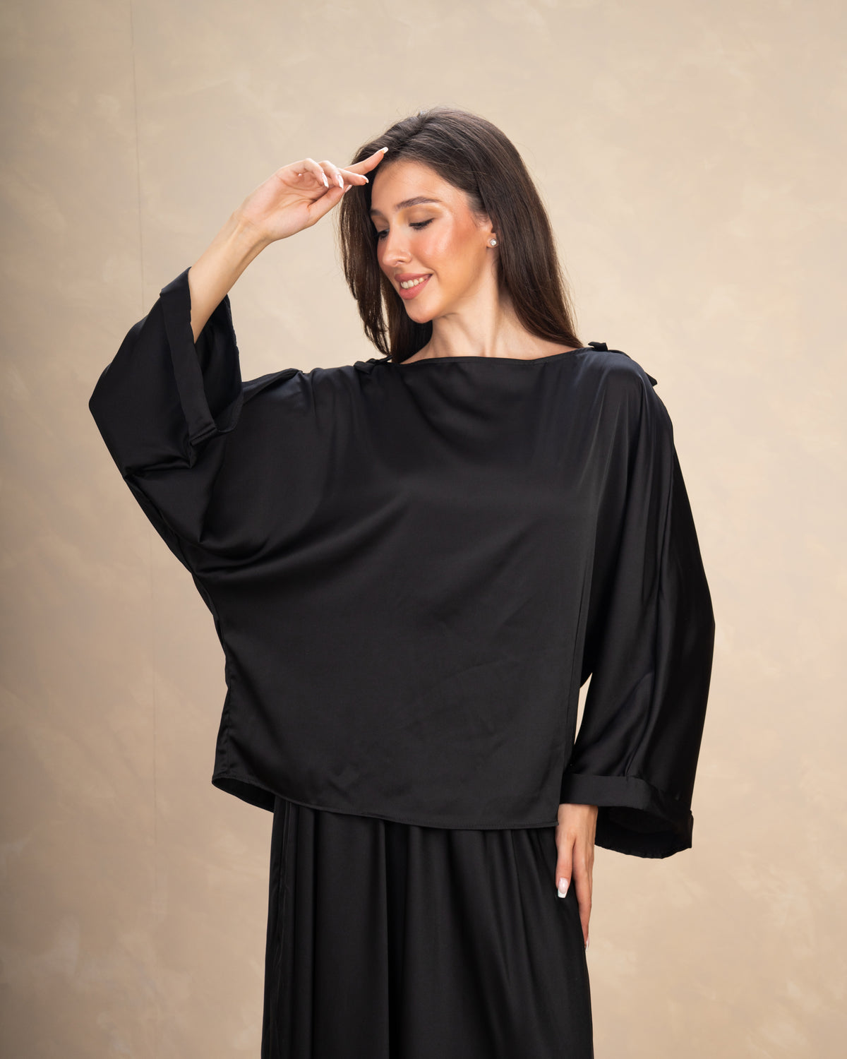 Satin Blouse With Bow Shoulders