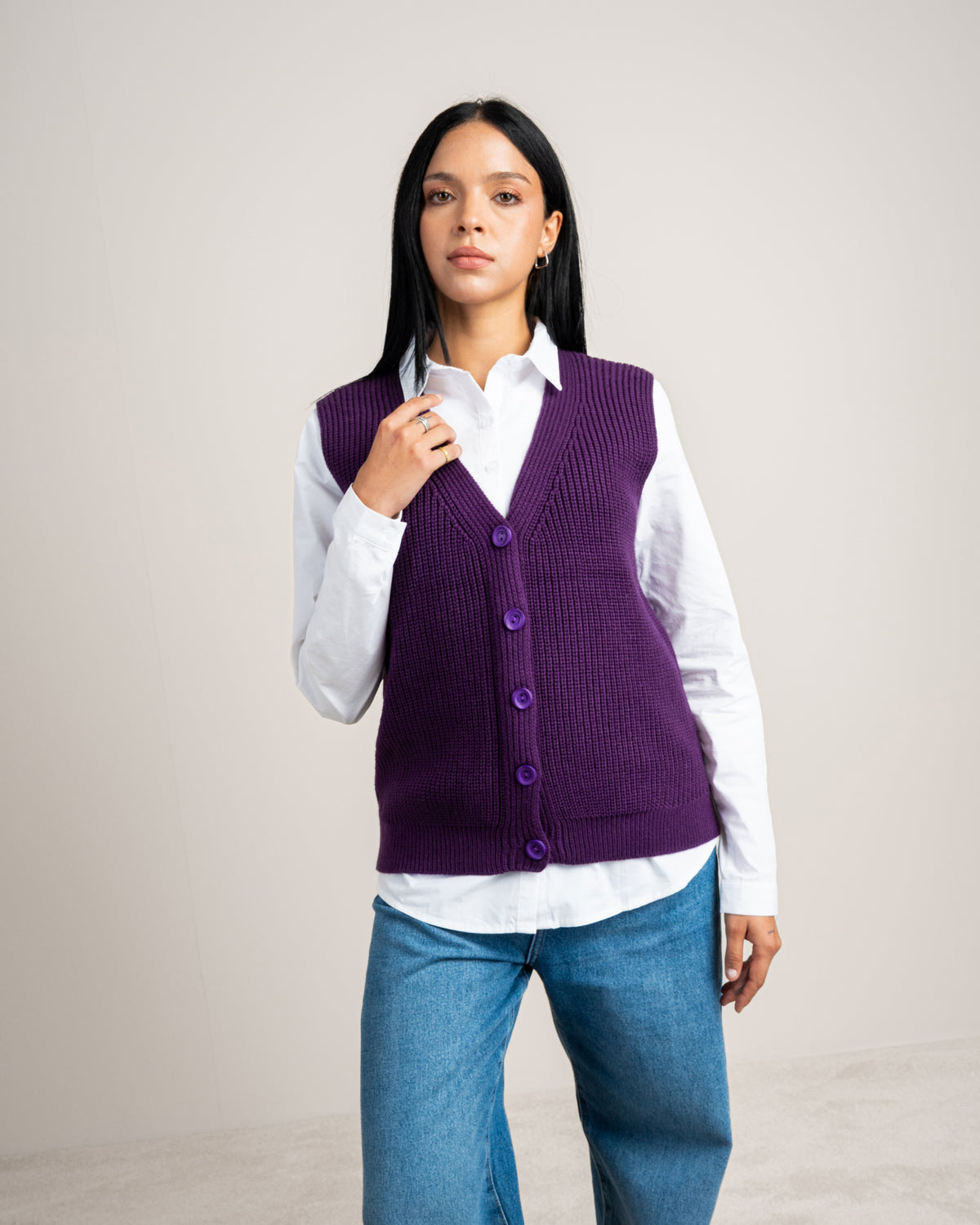 Plain Ribbed Knitwear Vest