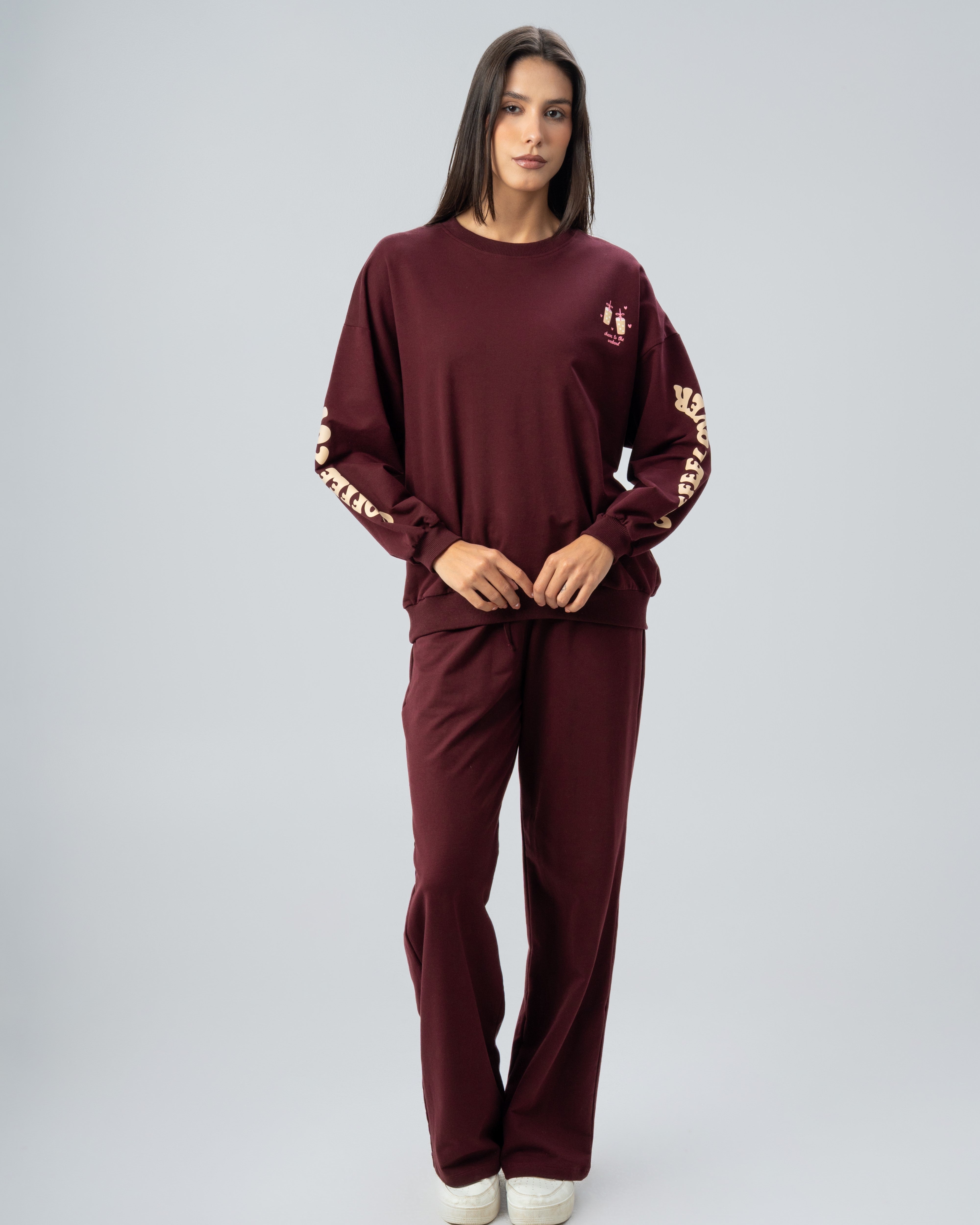 Sleeve And Back Print Sweatshirt
