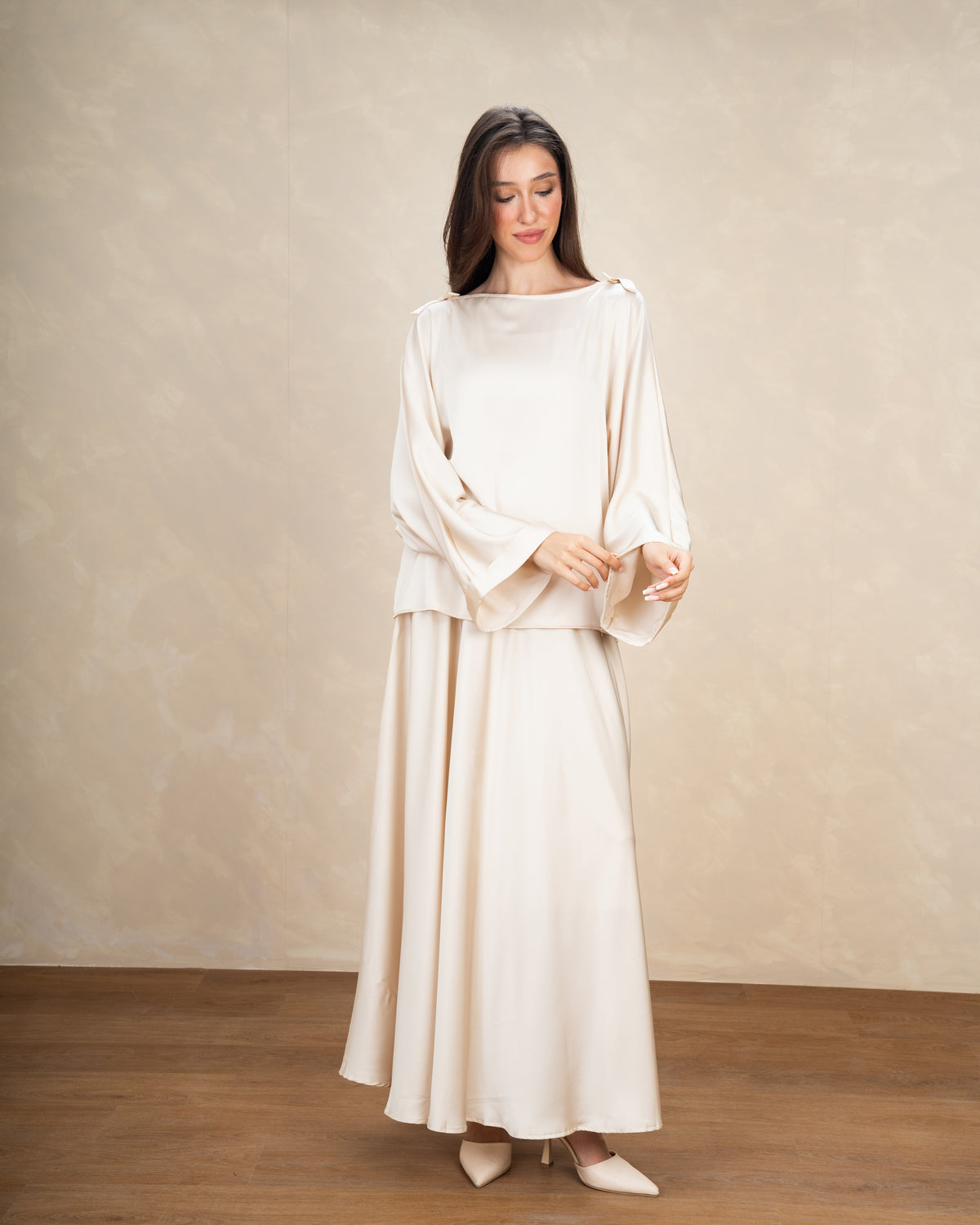 Satin Blouse With Bow Shoulders