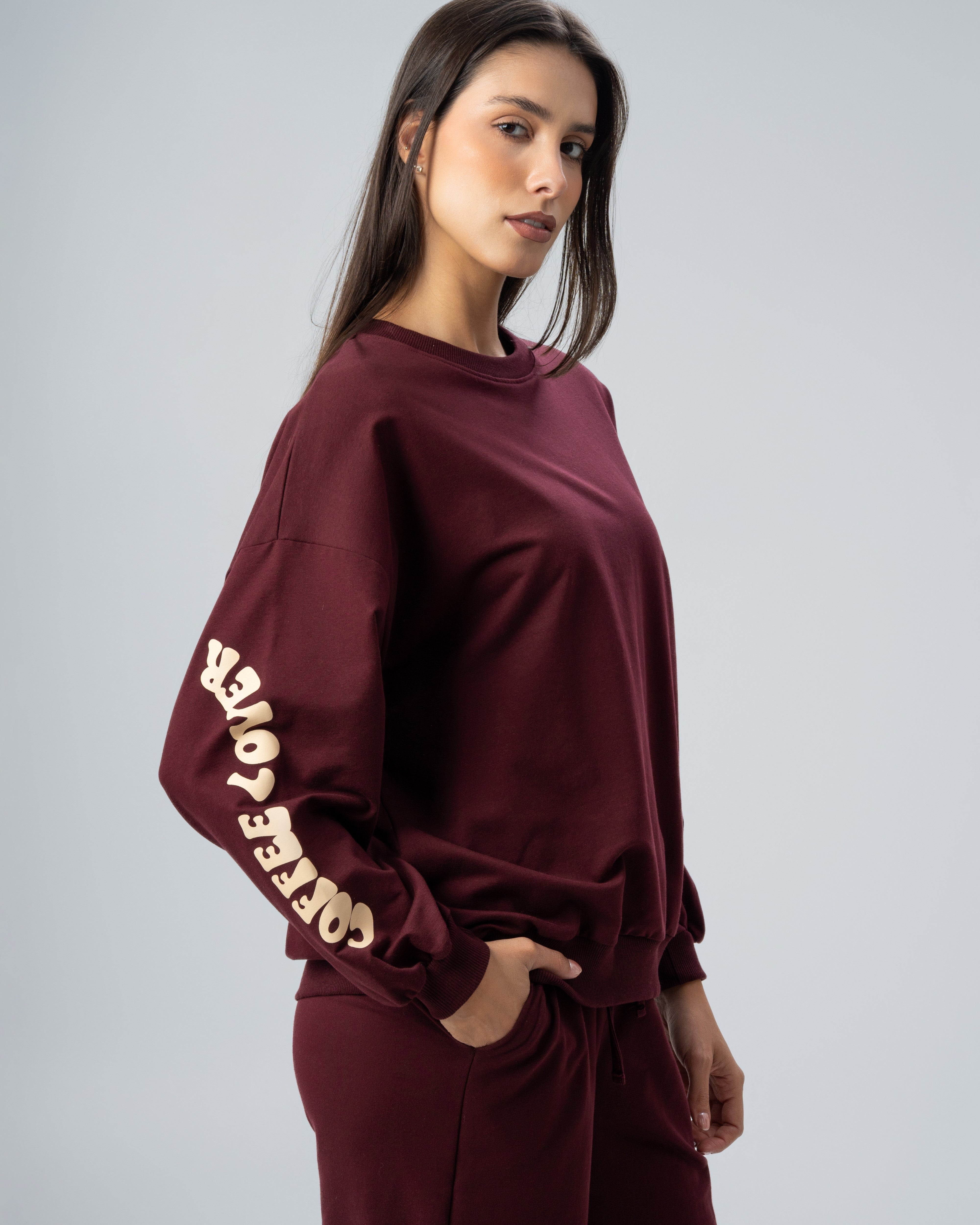 Sleeve And Back Print Sweatshirt