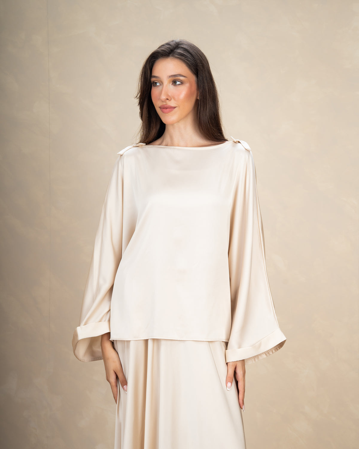 Satin Blouse With Bow Shoulders