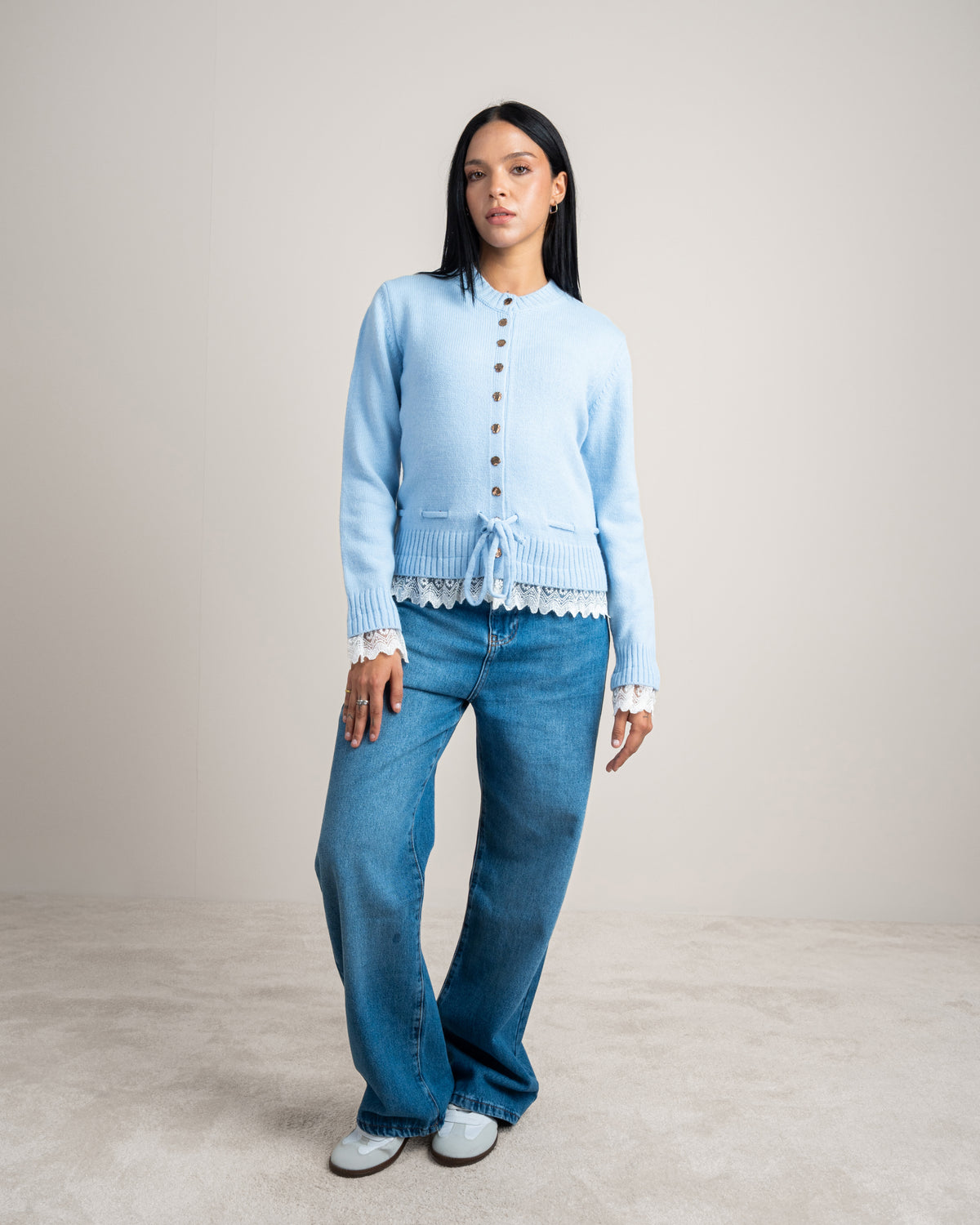 Knitwear Cardigan - With Lace Sleeves