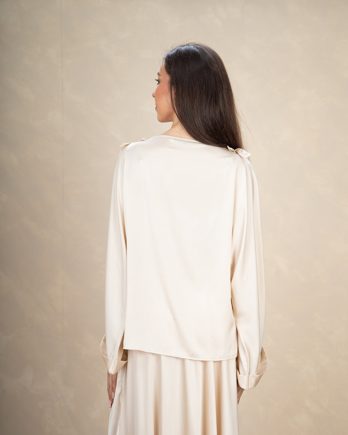 Satin Blouse With Bow Shoulders