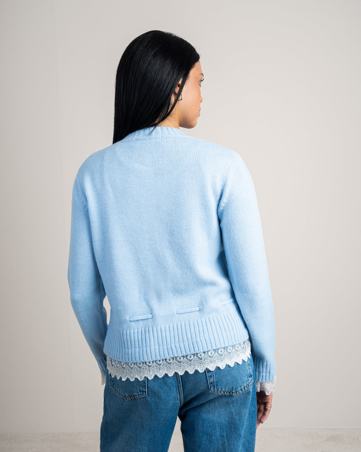 Knitwear Cardigan - With Lace Sleeves