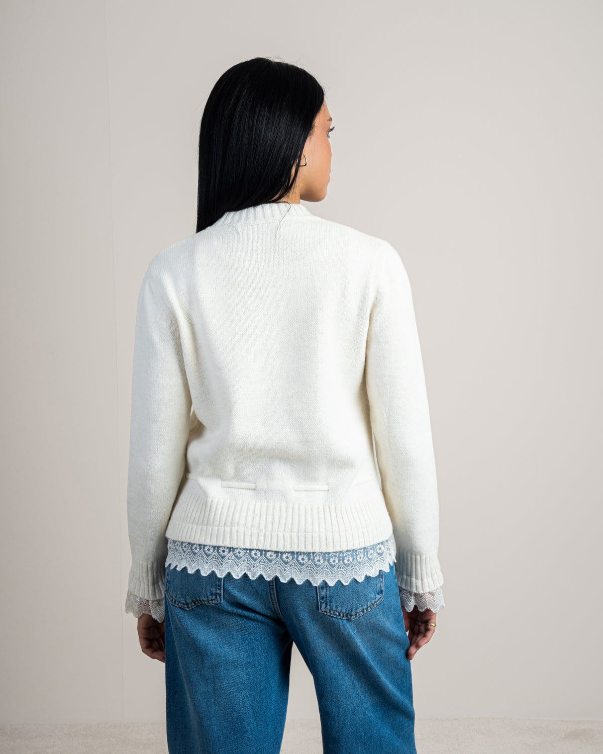 Knitwear Cardigan - With Lace Sleeves