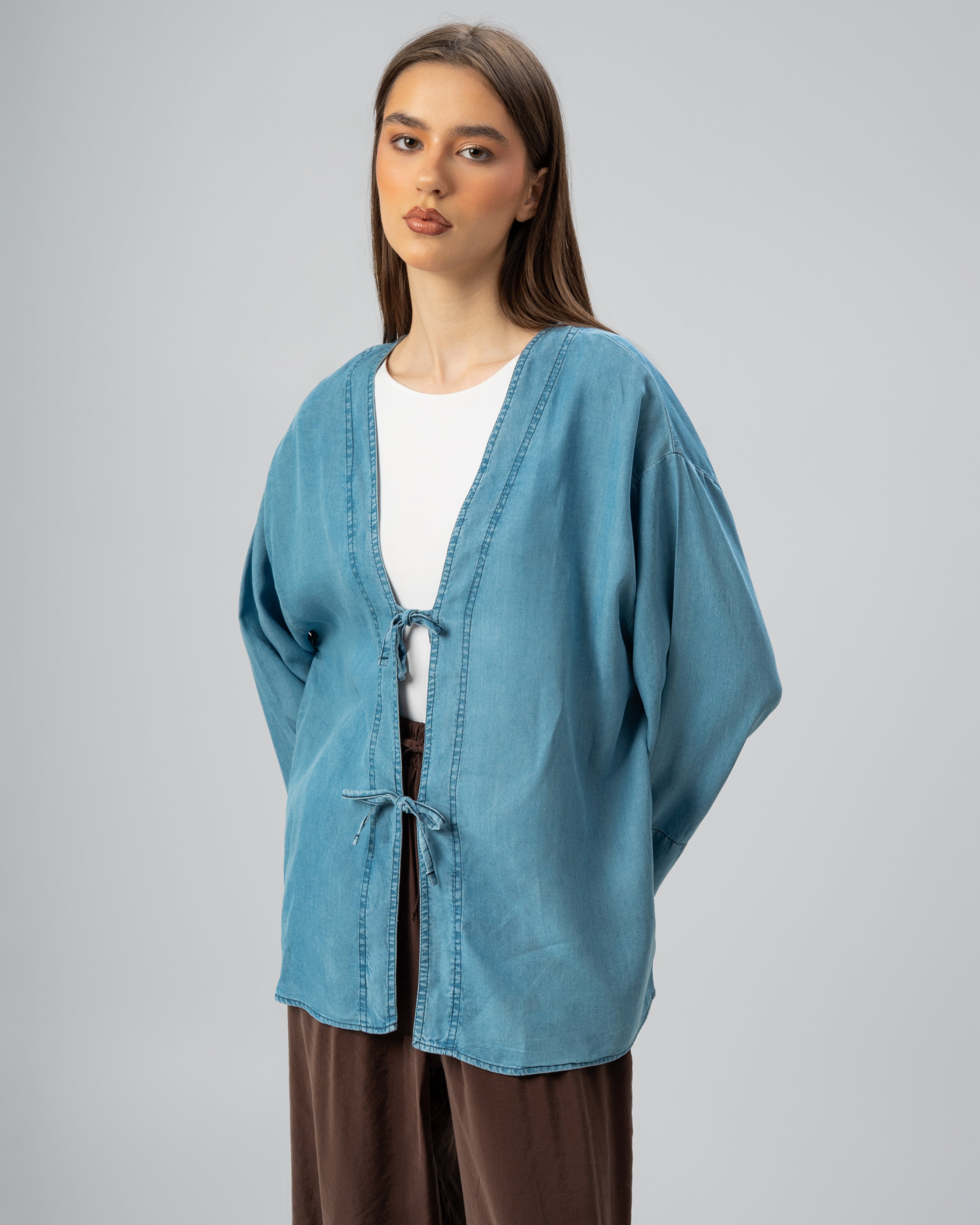 Denim Blouse - With Front Tie