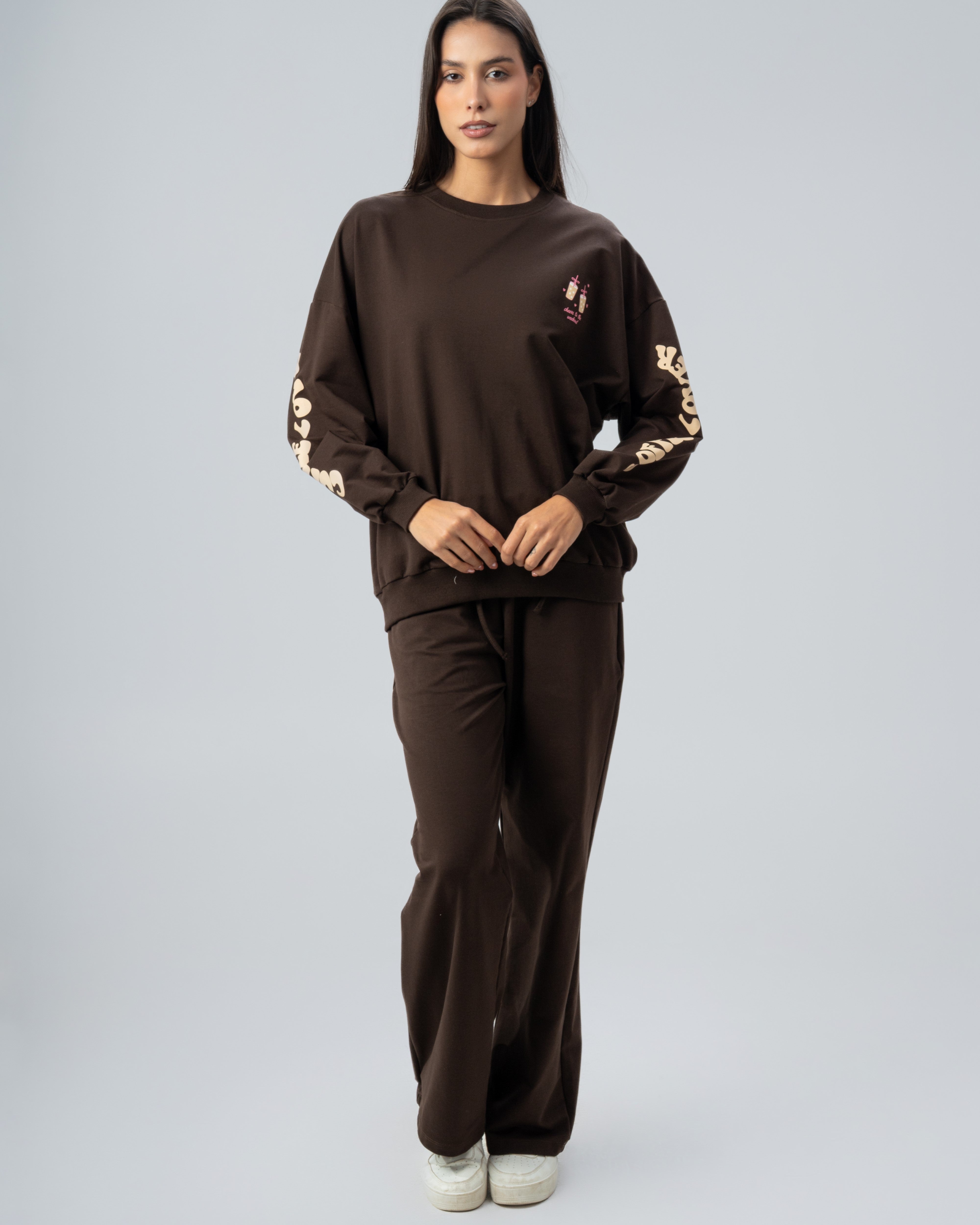 Sleeve And Back Print Sweatshirt
