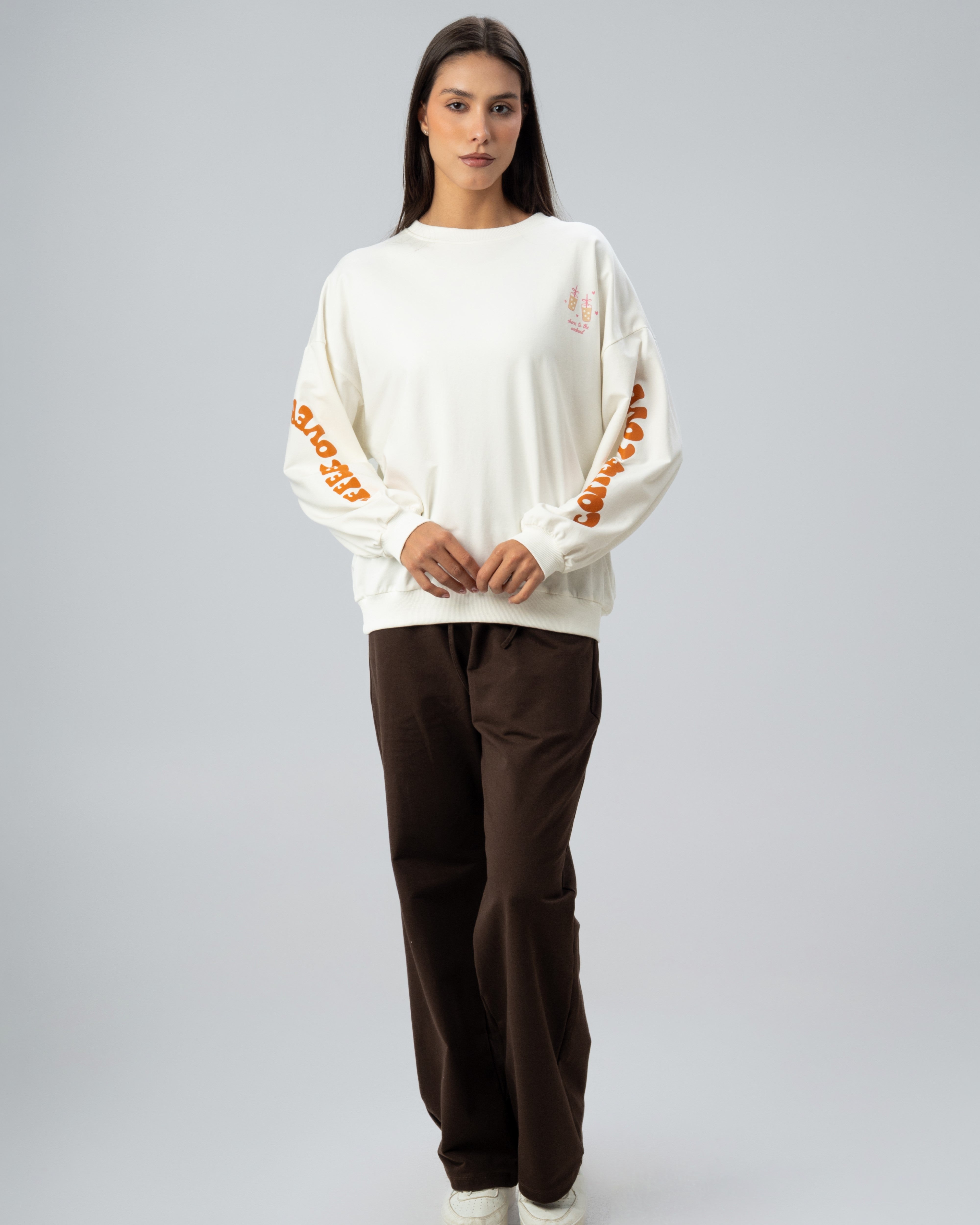 Sleeve And Back Print Sweatshirt