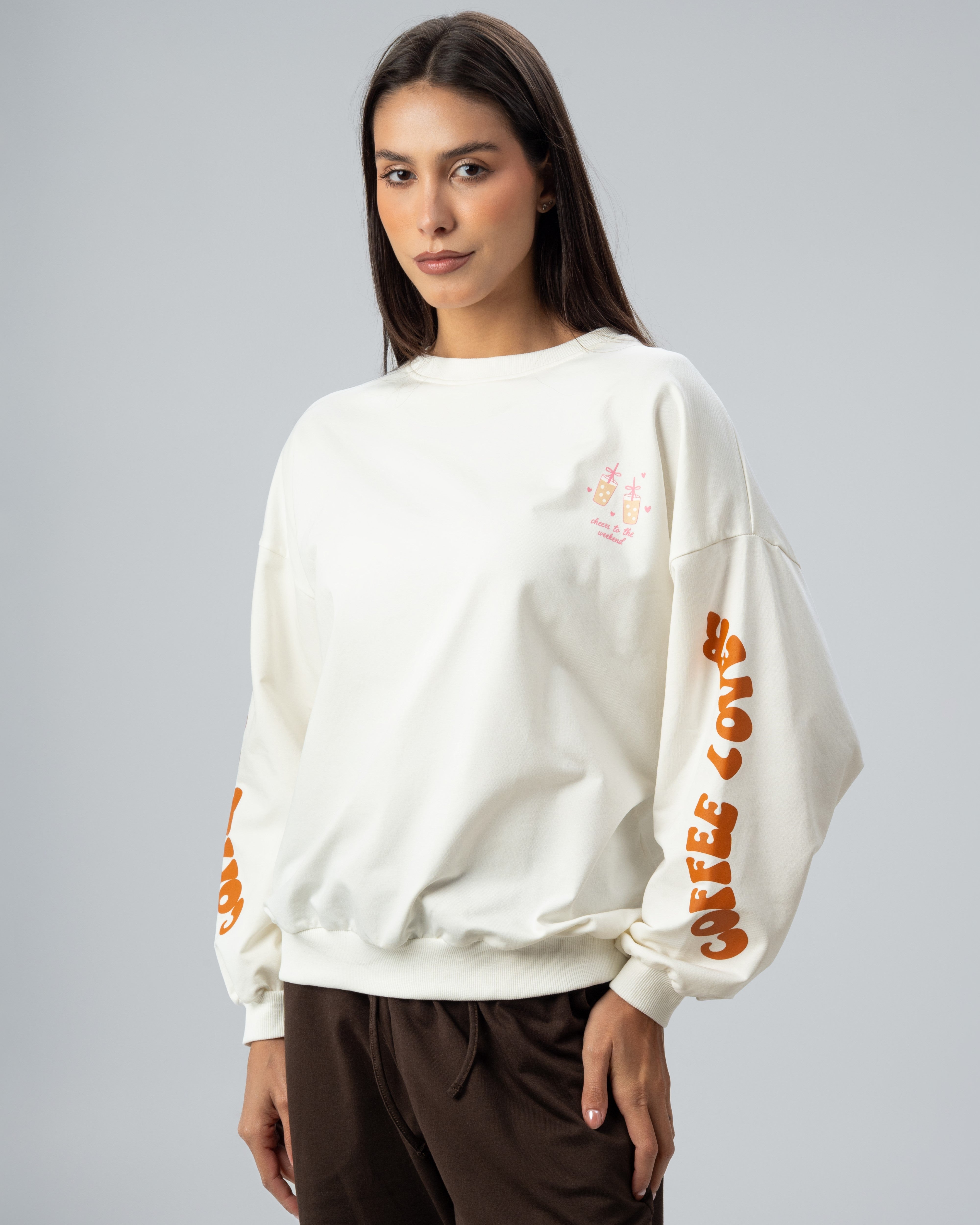Sleeve And Back Print Sweatshirt