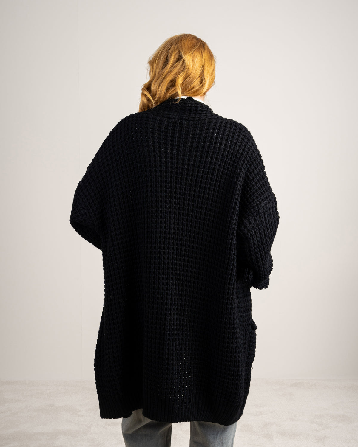 Plain Open Knitwear Cardigan With Pockets
