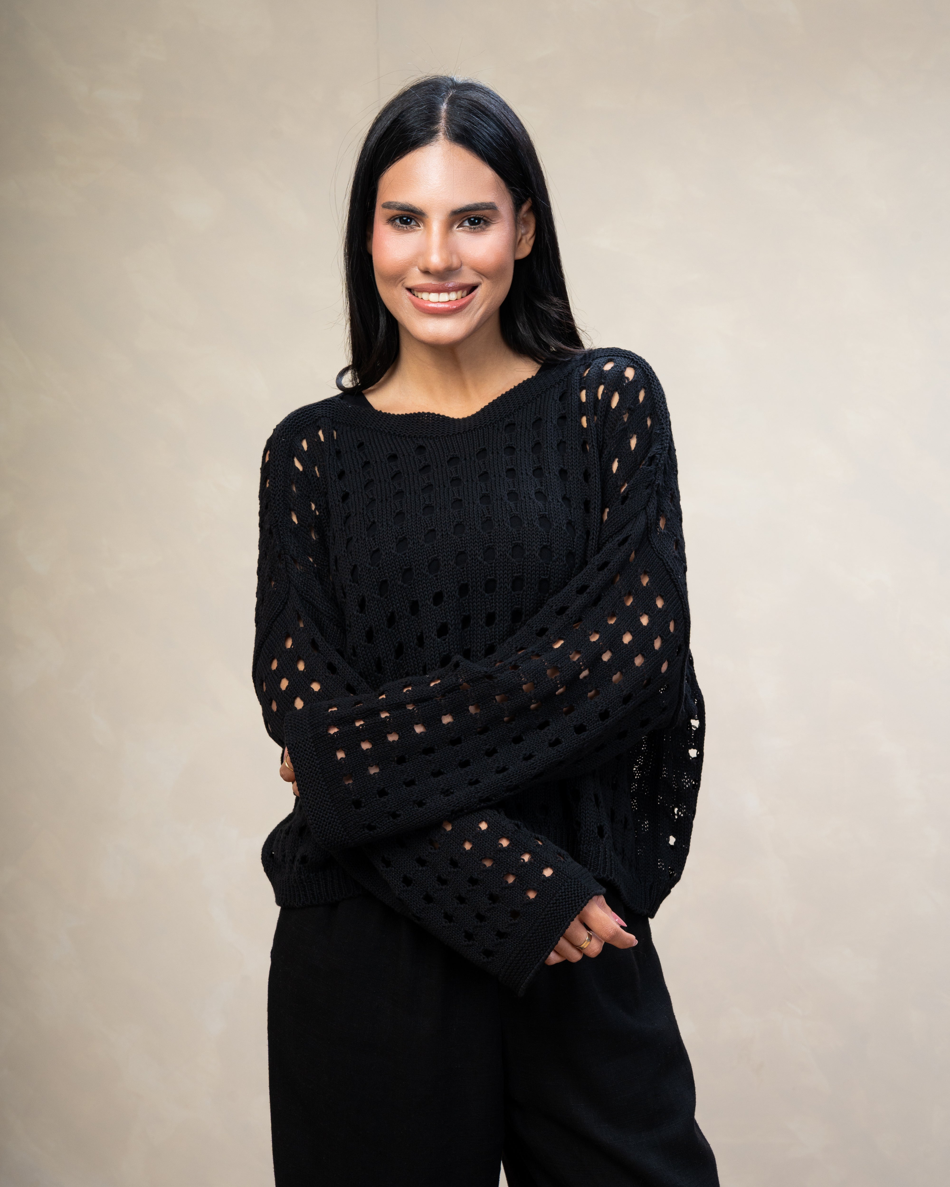 Short Knitwear Body With Cube Pattern