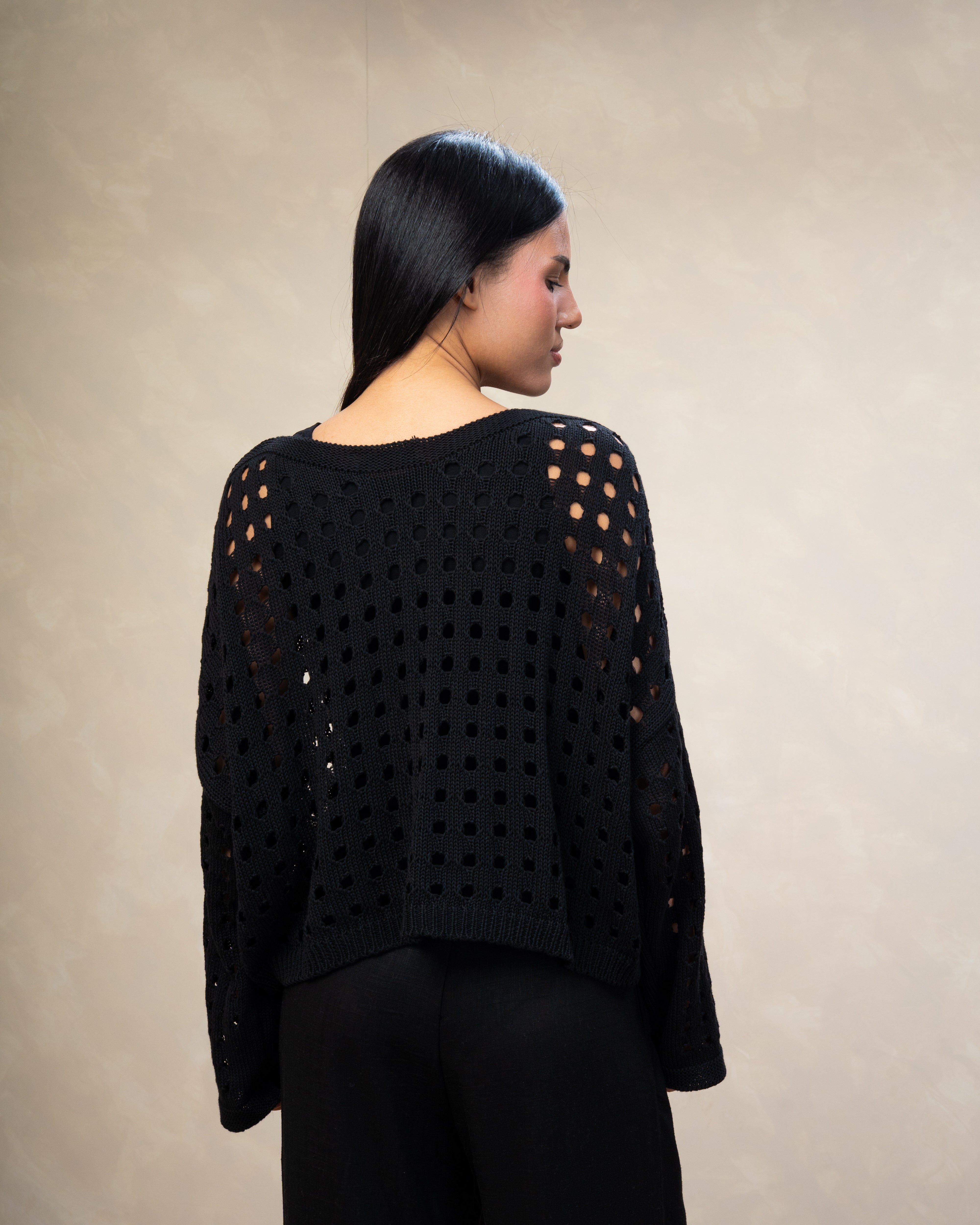 Short Knitwear Body With Cube Pattern