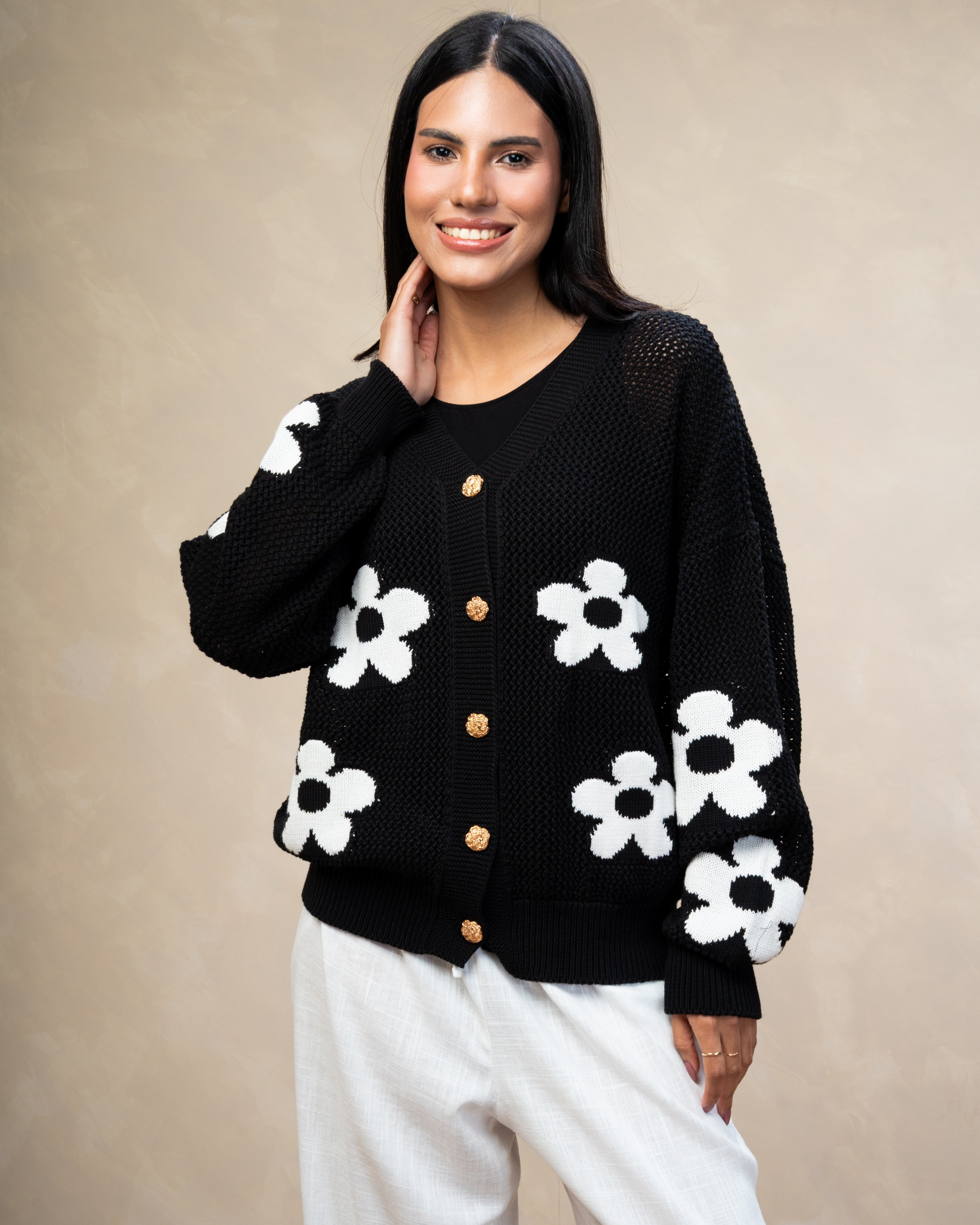 Knitwear Cardigan With Floral Embroidery