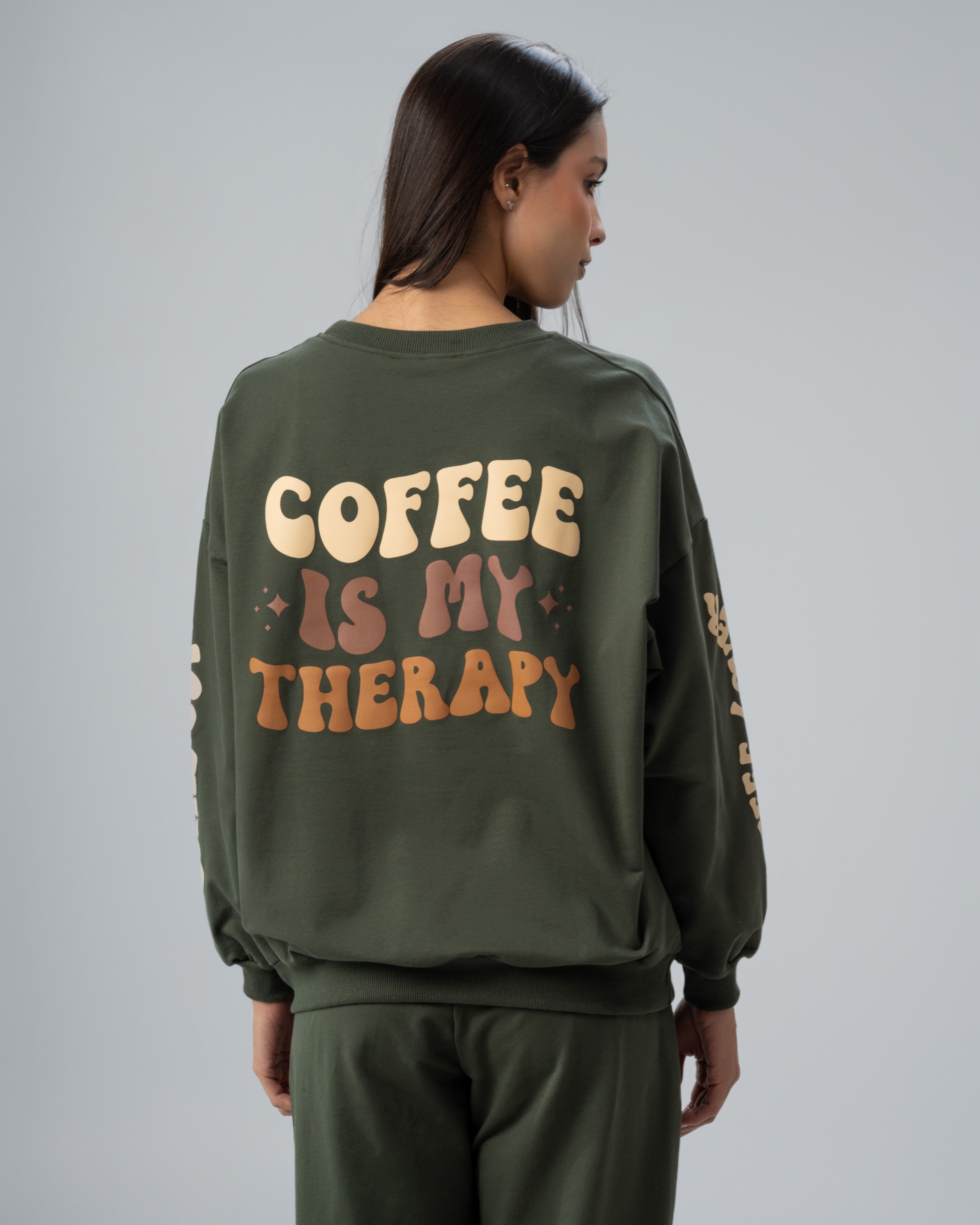 Sleeve And Back Print Sweatshirt