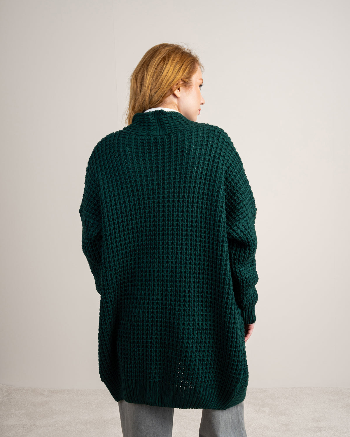 Plain Open Knitwear Cardigan With Pockets