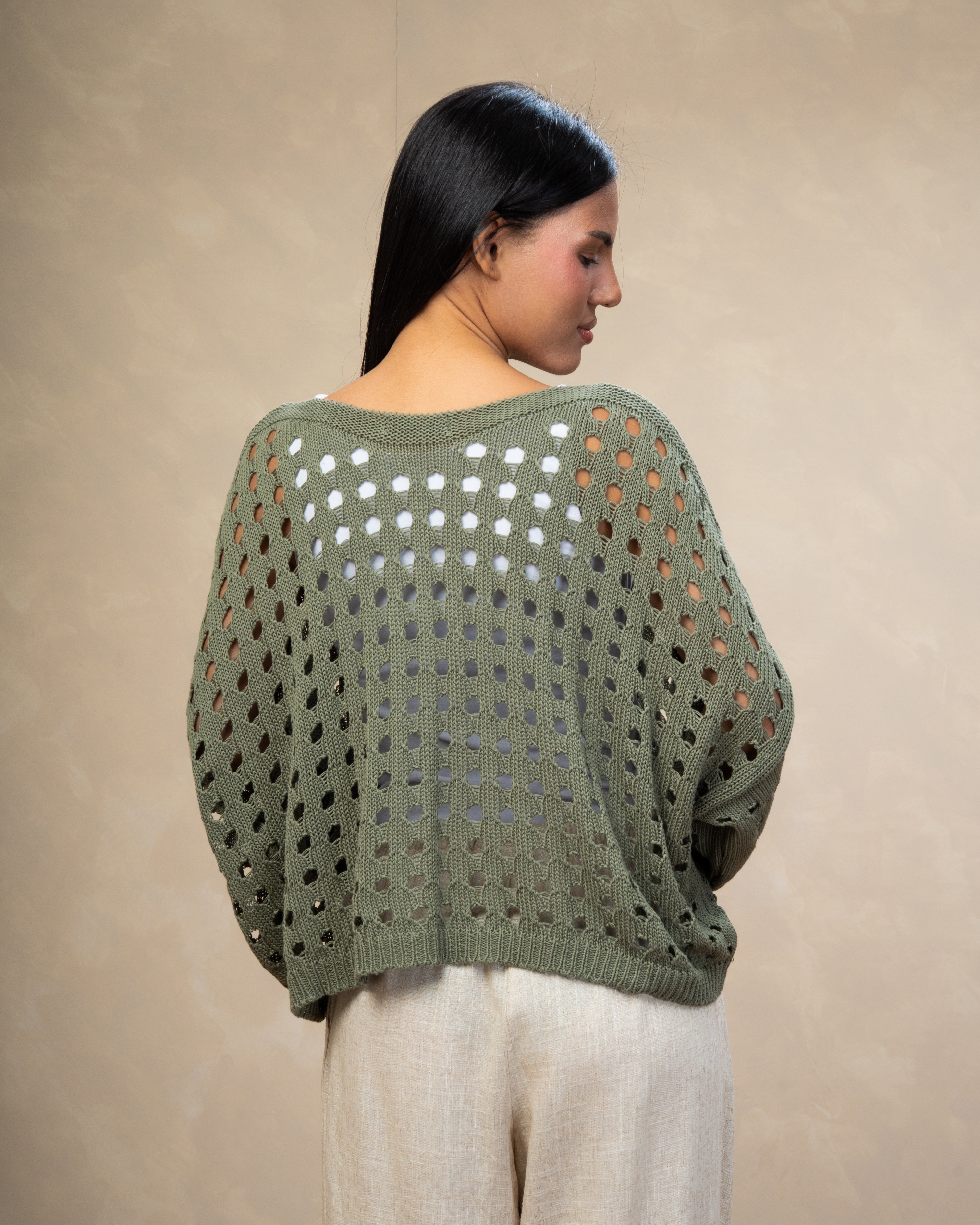 Short Knitwear Body With Cube Pattern