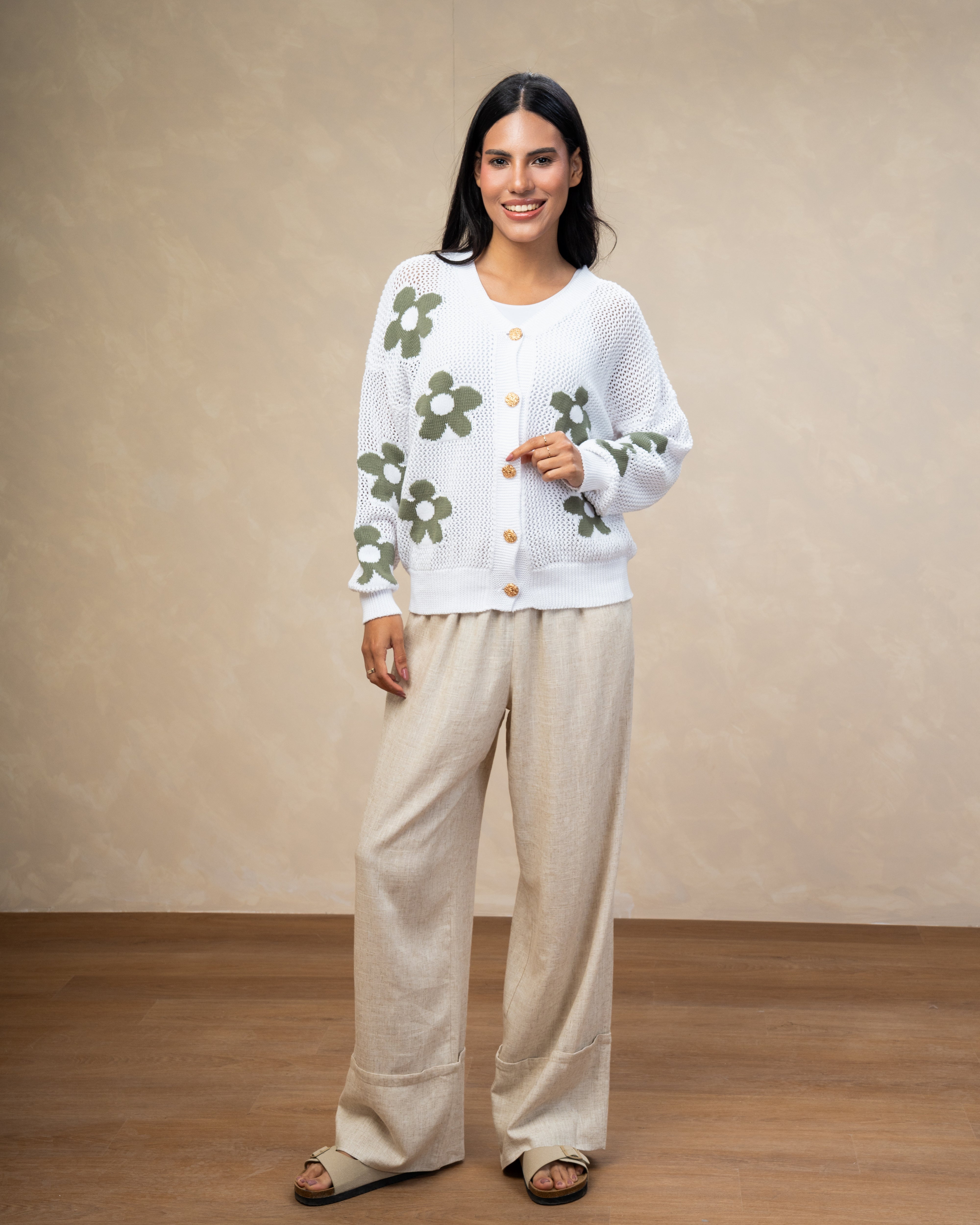 Knitwear Cardigan With Floral Embroidery