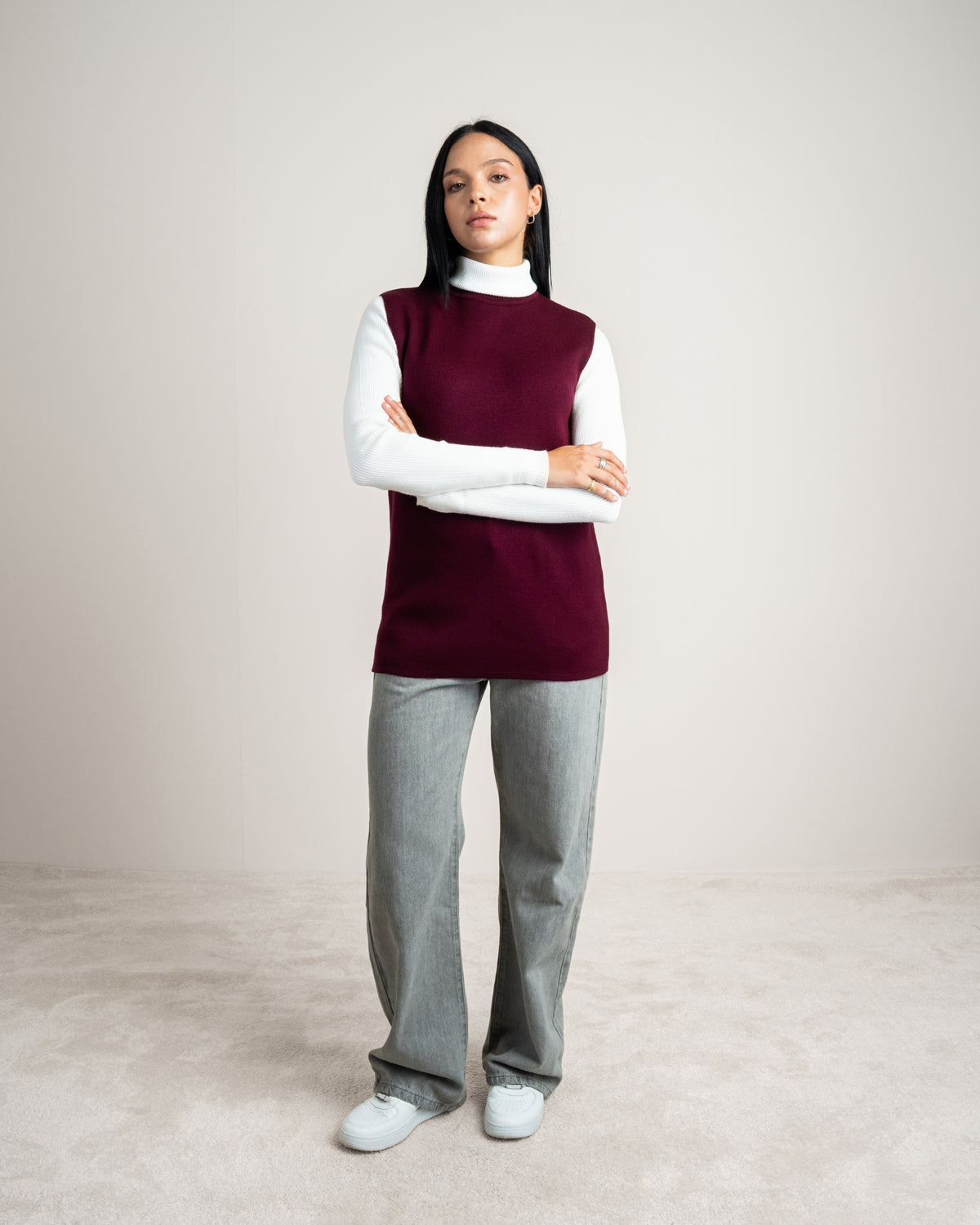 Plain Sleeveless Knitwear Vest
