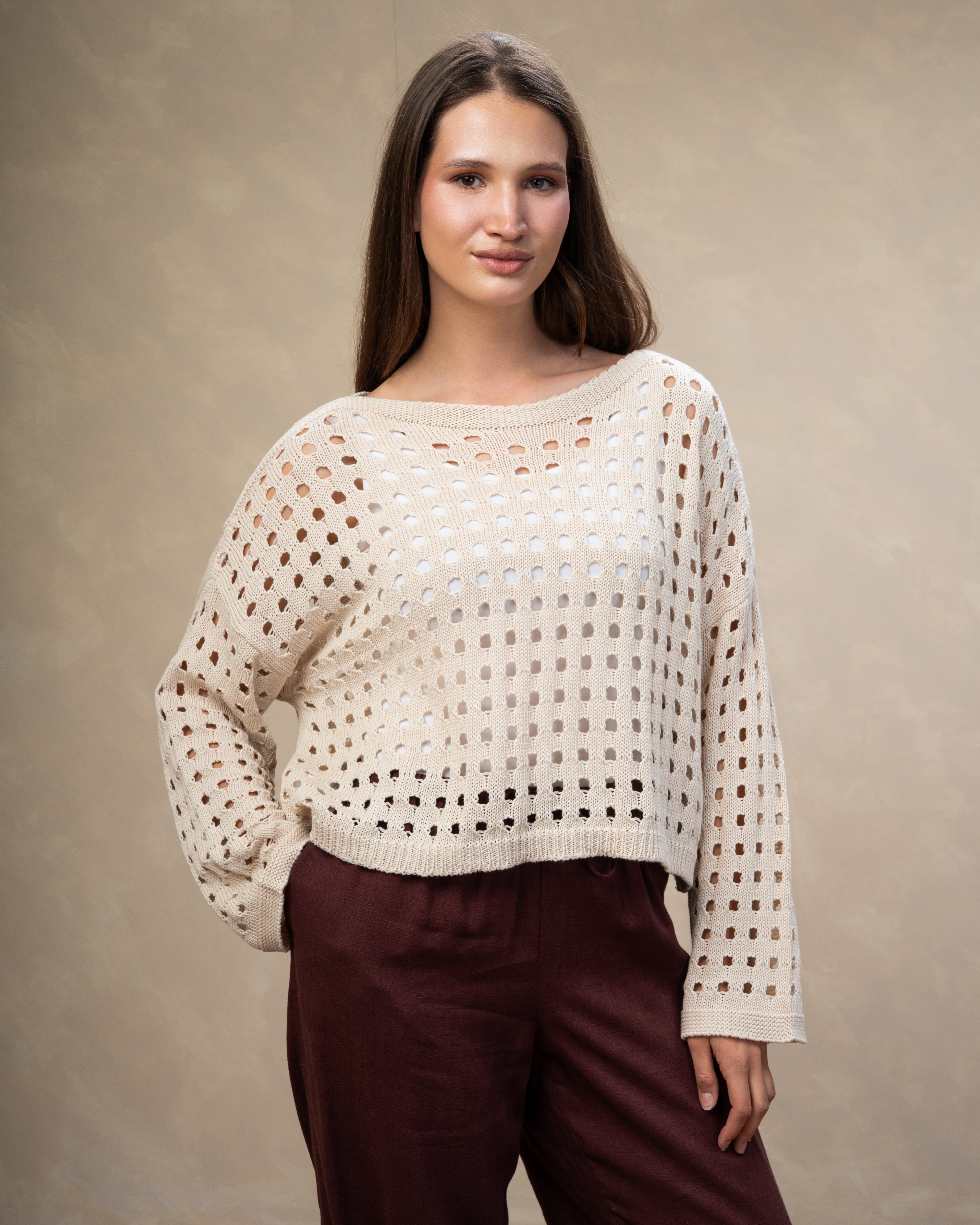Short Knitwear Body With Cube Pattern