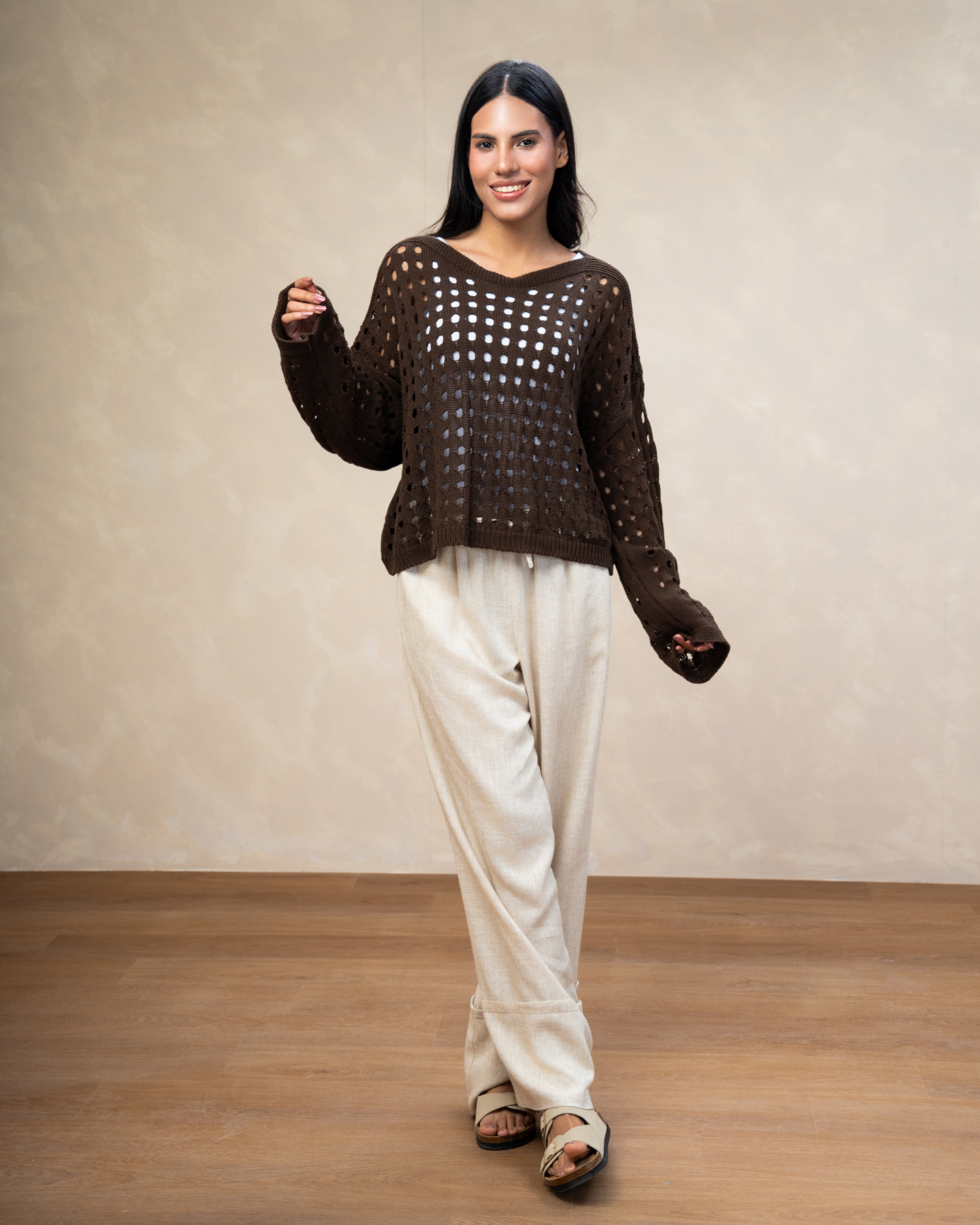 Short Knitwear Body With Cube Pattern