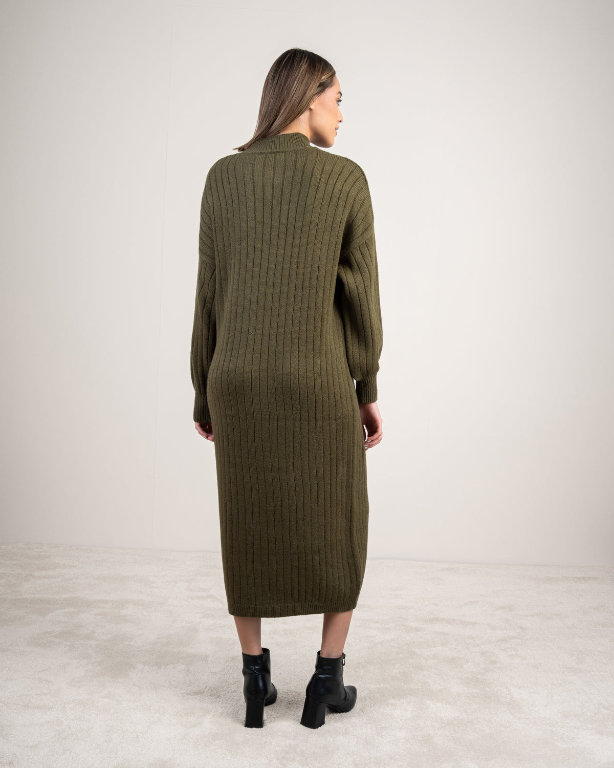 Plain Ribbed Knitwear Dress